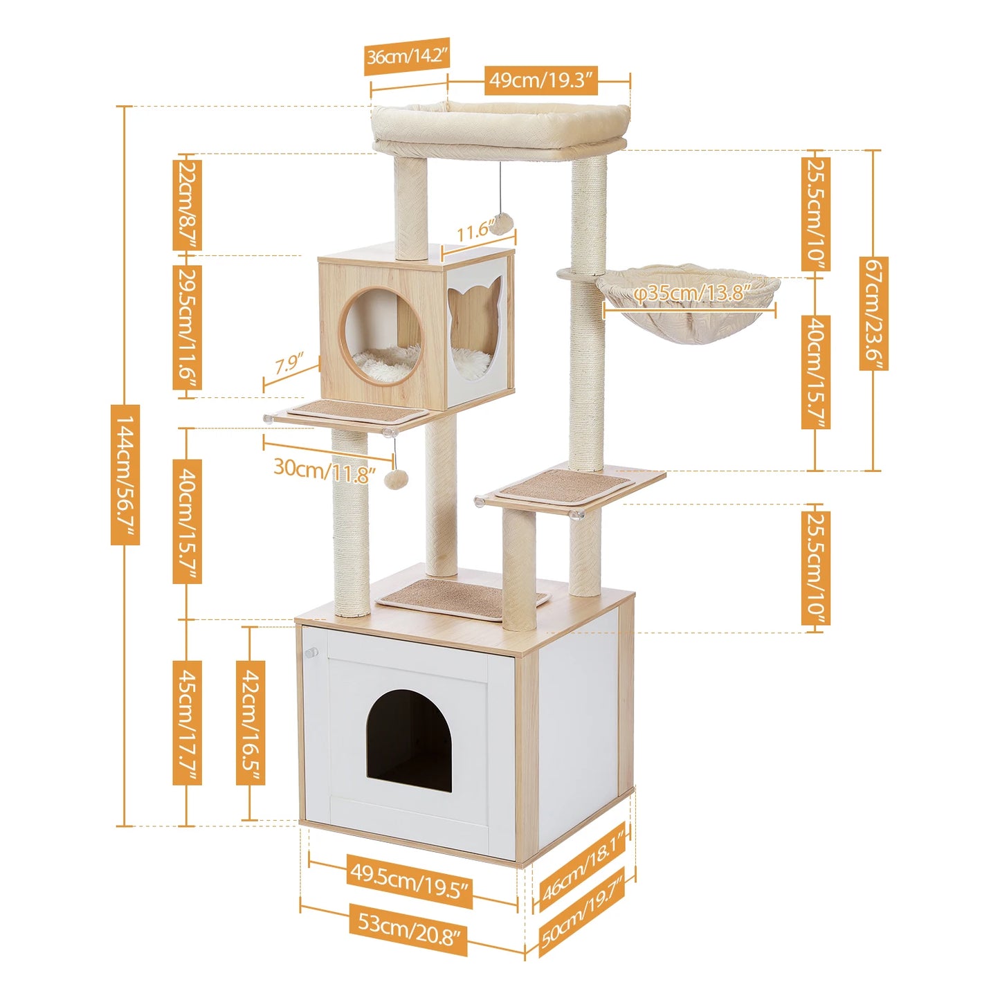 PAWZ Road Multi-Level Cat Tree Indoor Wood Tower Scratching Posts