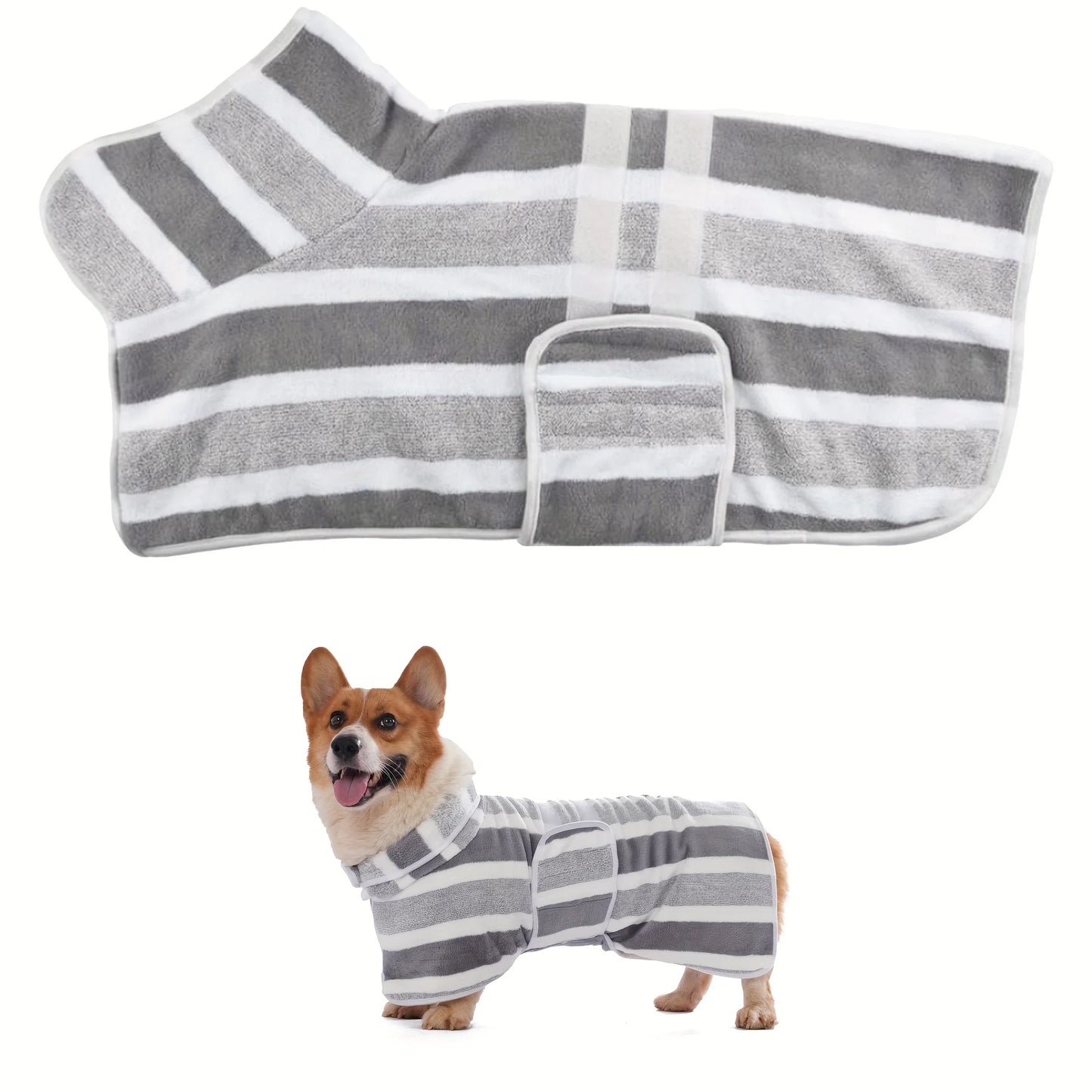 Absorbent Quick Dry Dog Bathrobe With Adjustable Belly Strap