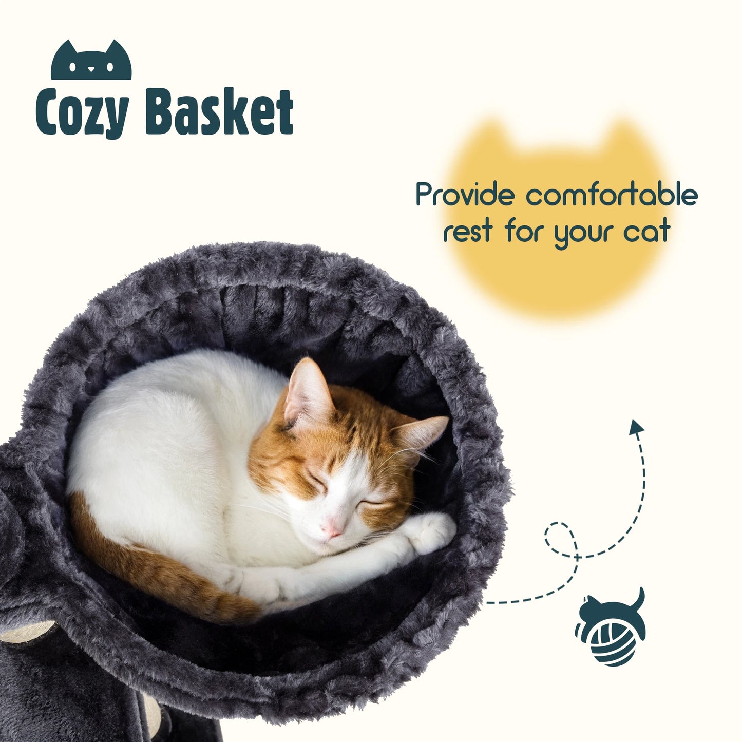 Hoomic Cat Tree Tower Three Tier Cozy Plush Perches