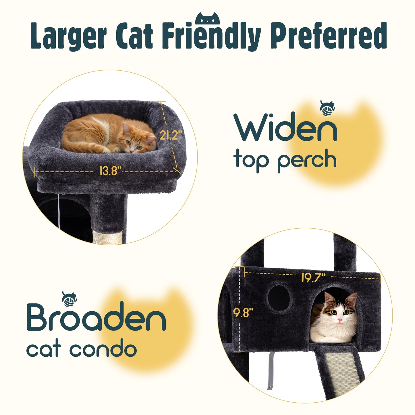 Hoomic Cat Tree Tower Three Tier Cozy Plush Perches