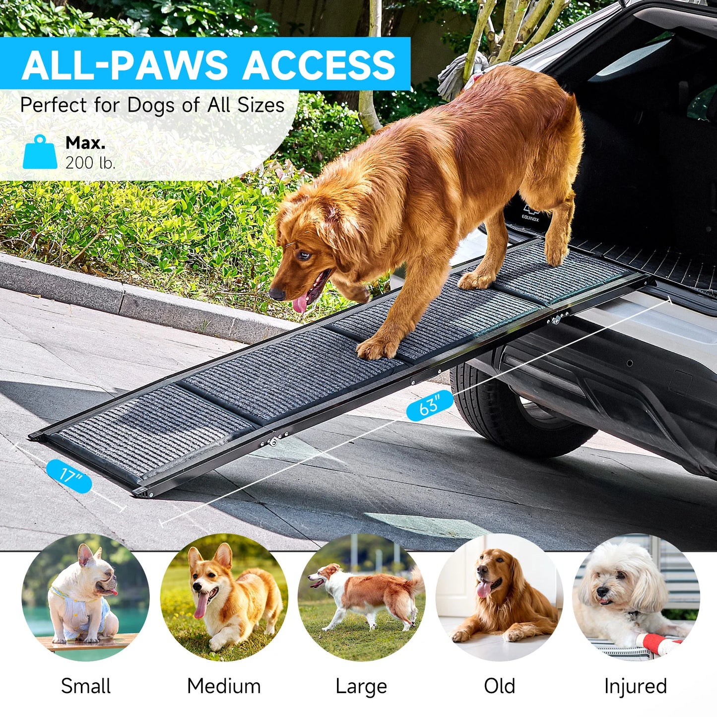 CWAWZ Car Dog Ramp Folding Nonslip Step for Large Pets