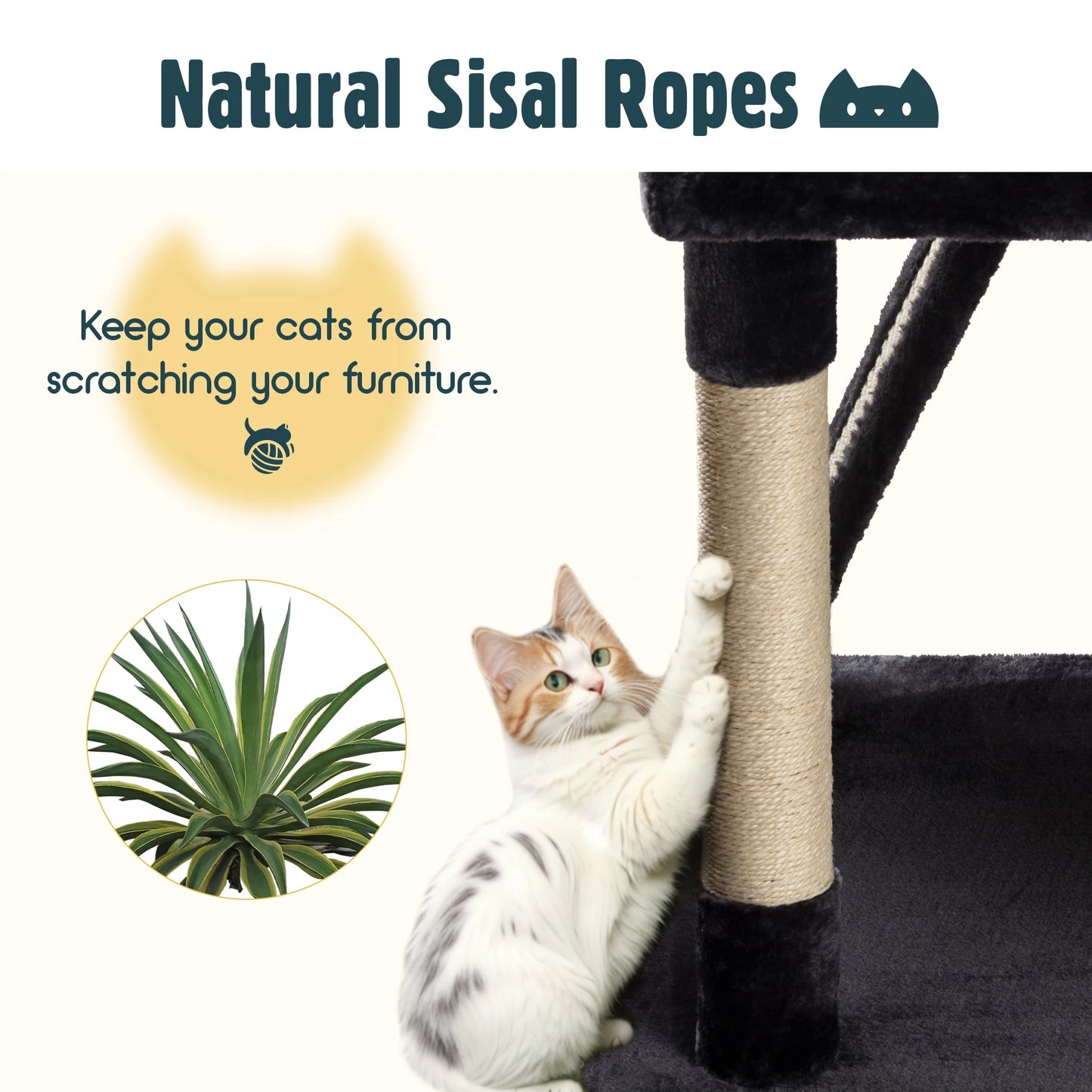 Hoomic Cat Tree Tower Three Tier Cozy Plush Perches