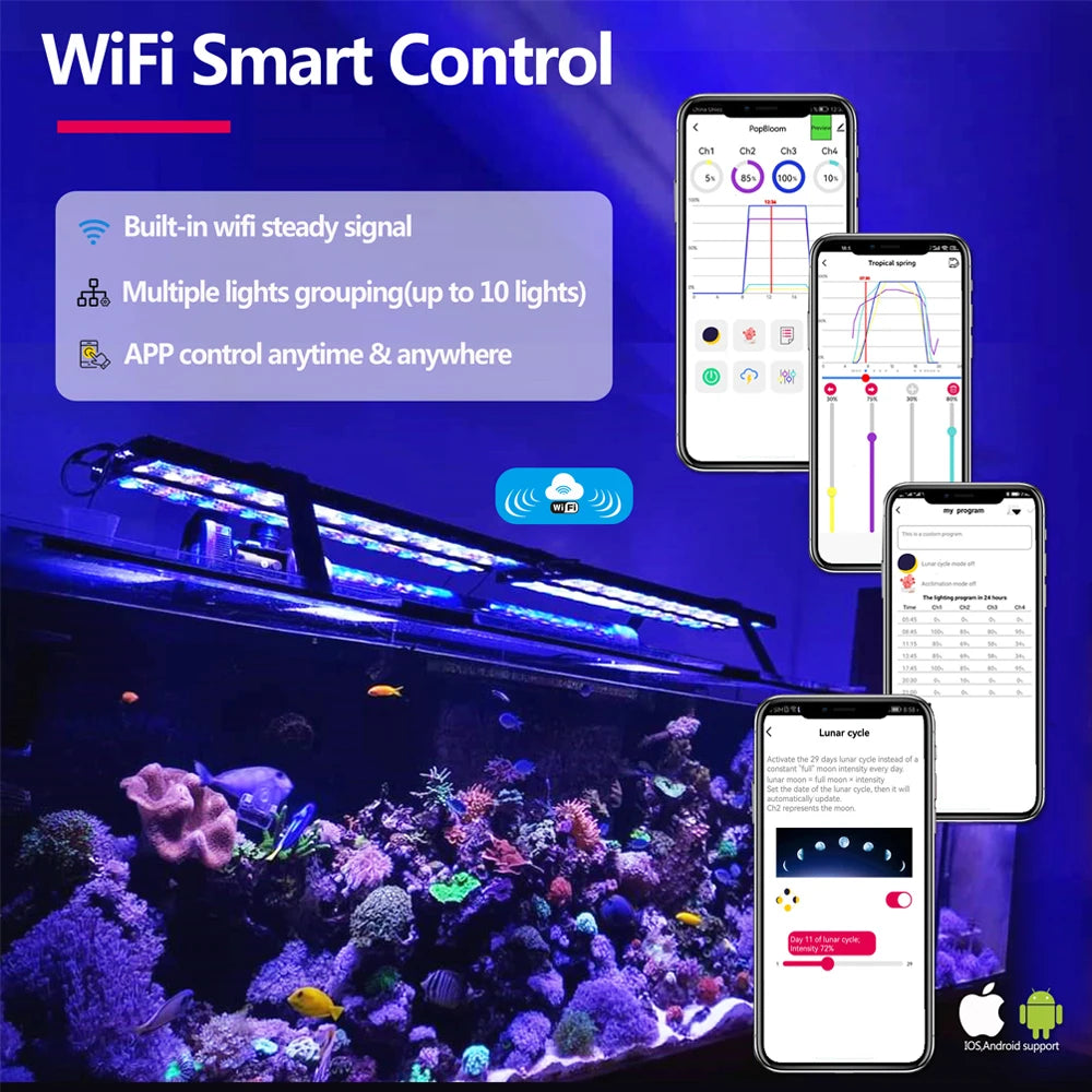 PopBloom Full Spectrum WiFi Marine Aquarium LED Lamp Timer