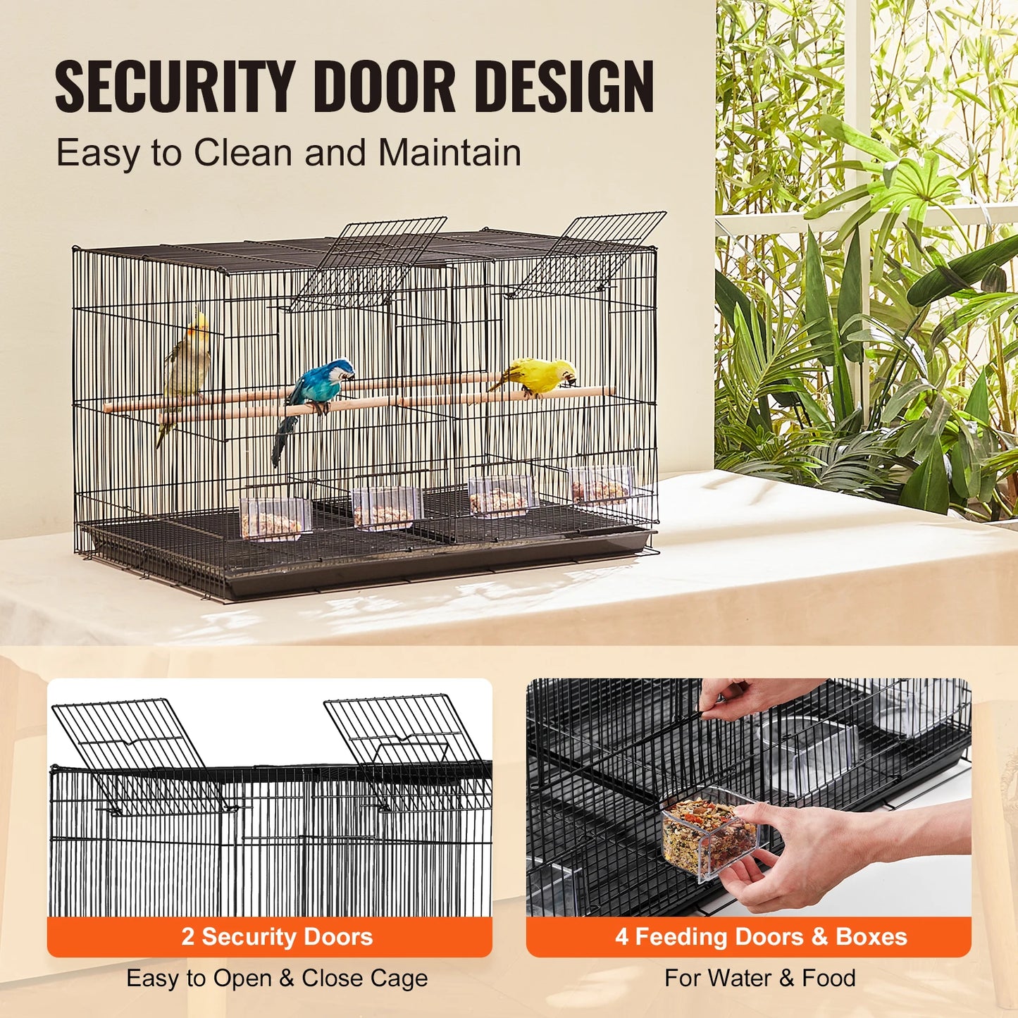 SucceBuy Stackable Divided Bird Cage with Handle Perch