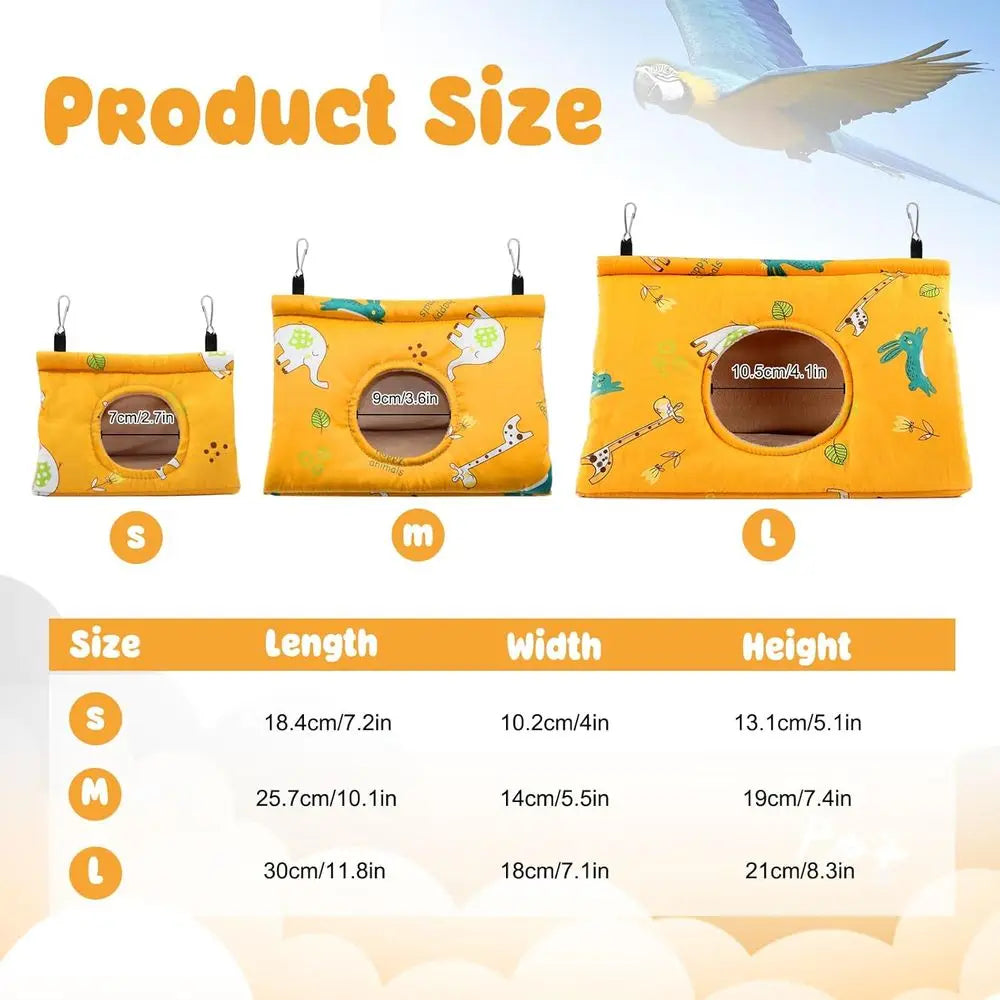 Winter Warm Bird Nest House Velvet Hanging Hammock For Parrots