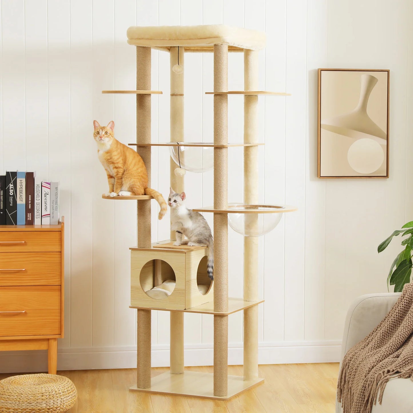 PAWZ Road Multi-Level Cat Tree Indoor Wood Tower Scratching Posts