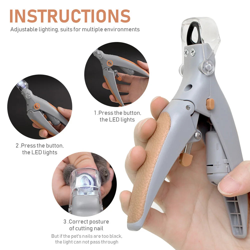 Led Light Magnified Pet Nail Clippers For Cats And Dogs