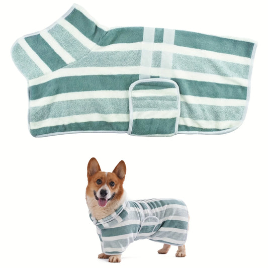 Absorbent Quick Dry Dog Bathrobe With Adjustable Belly Strap