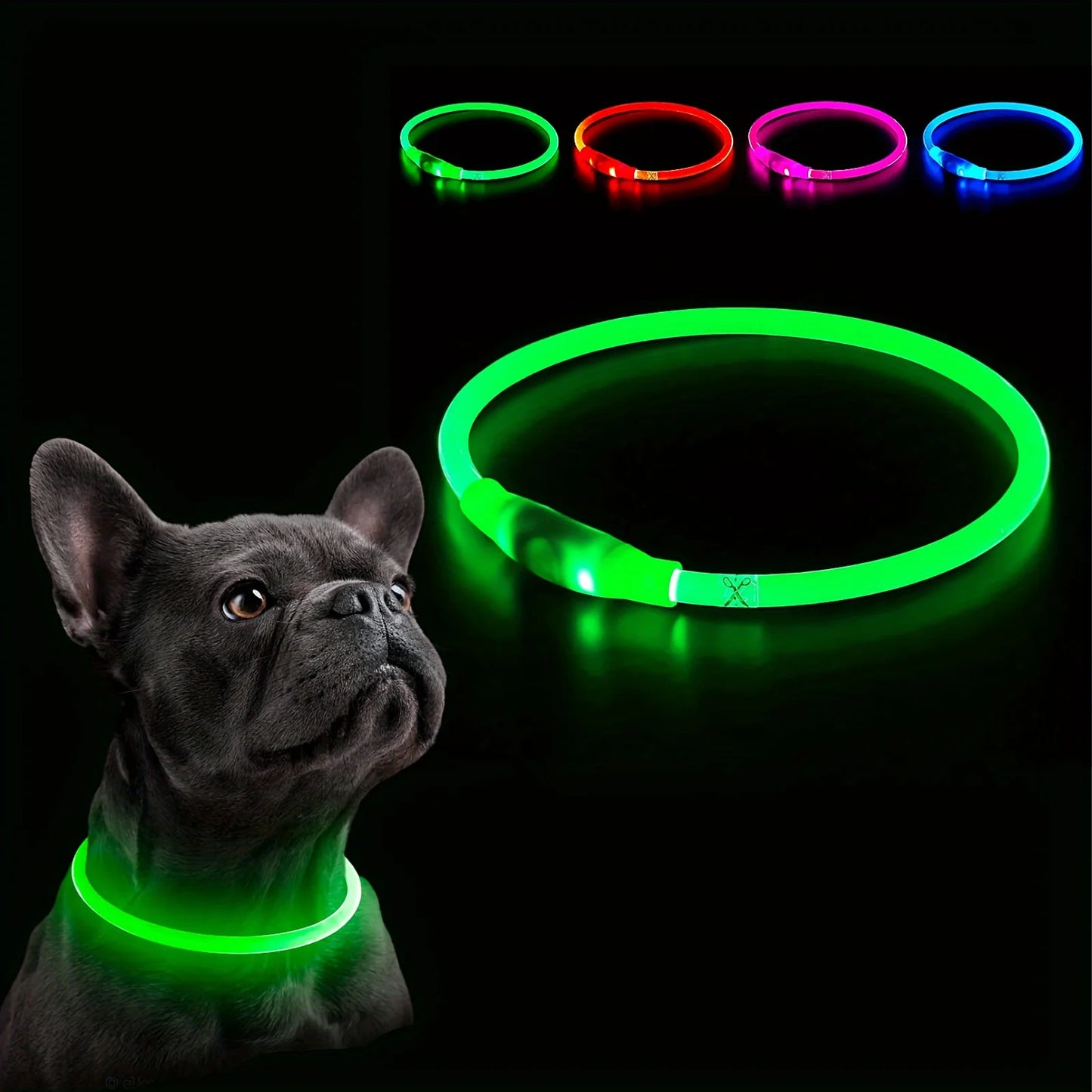 LED Dog Collar USB Rechargeable Anti Lost Reflective Nylon