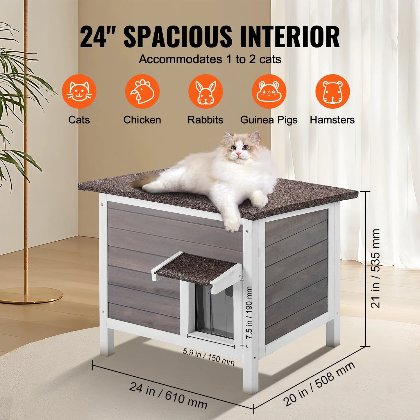 SucceBuy Outdoor Cat House Weatherproof Shelter For Outdoors