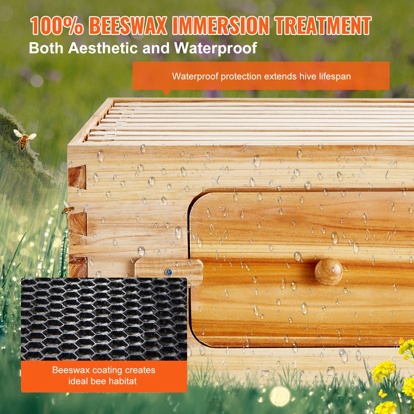 SucceBuy Cedar Beehive Langstroth Starter Kit with Acrylic Window