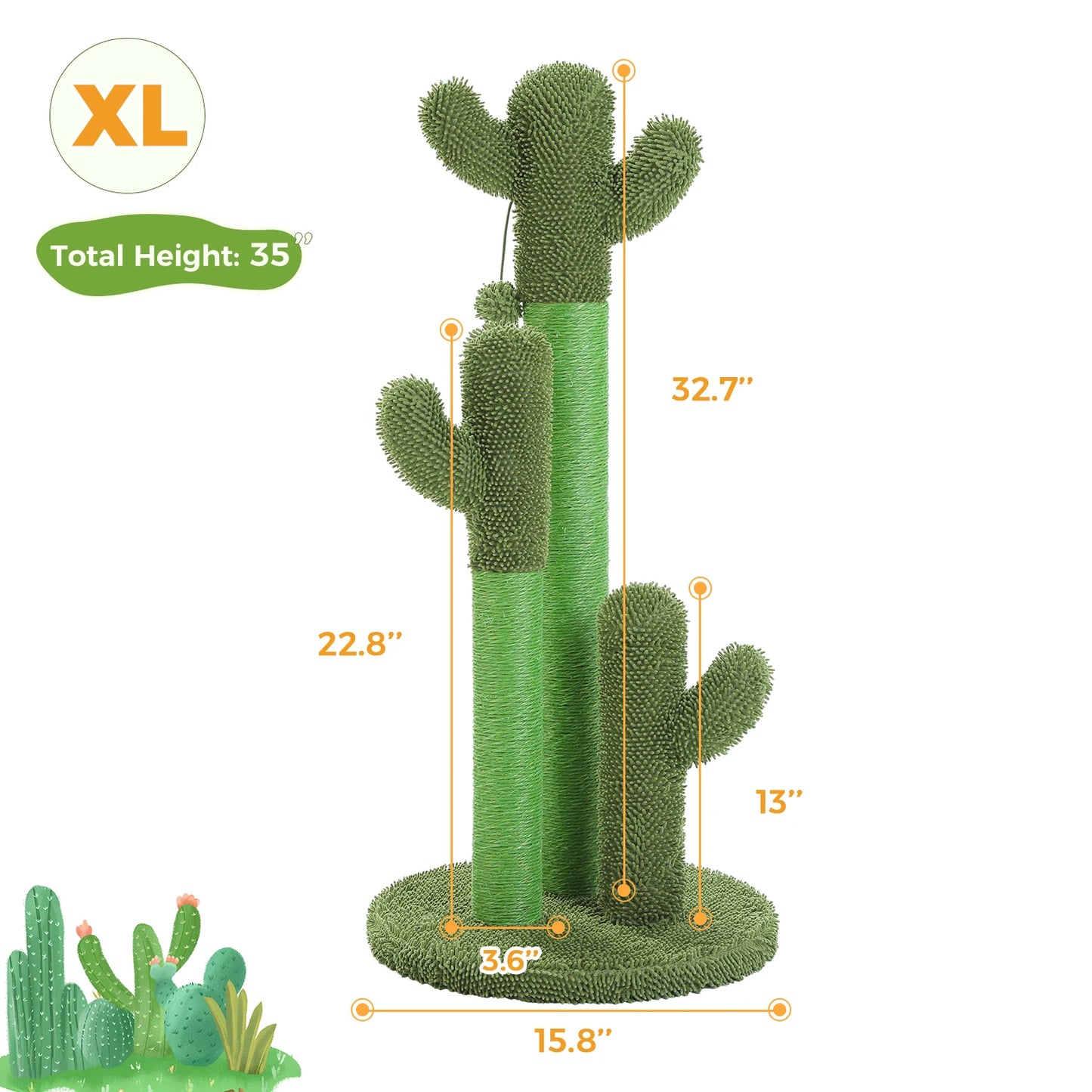 PEQULTICN Cactus Cat Tree With Condo Hammock And Toys