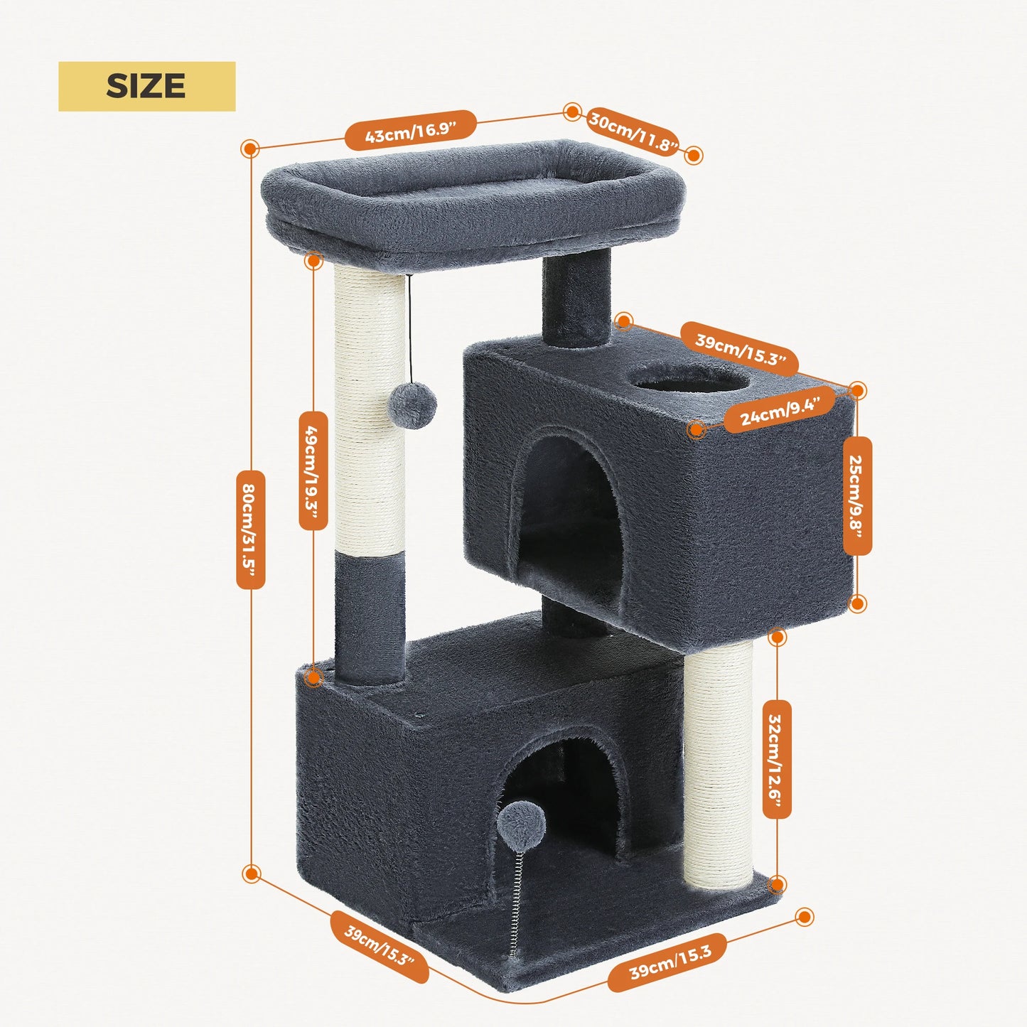PAWZ Road Cat Tree with Multi-Level Tower and Sisal Condos