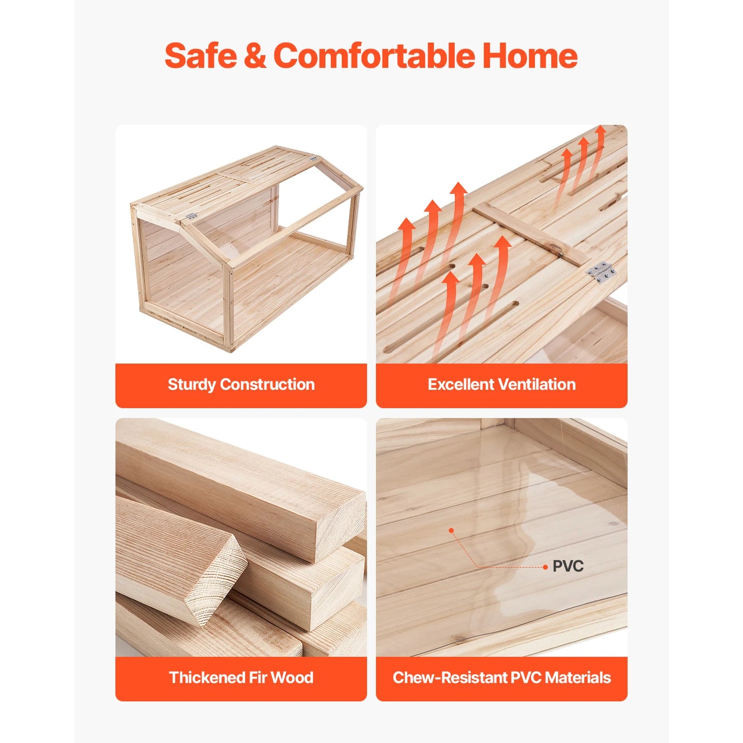 SucceBuy Wooden Hamster Cage Full View Open Top Ventilated Habitat