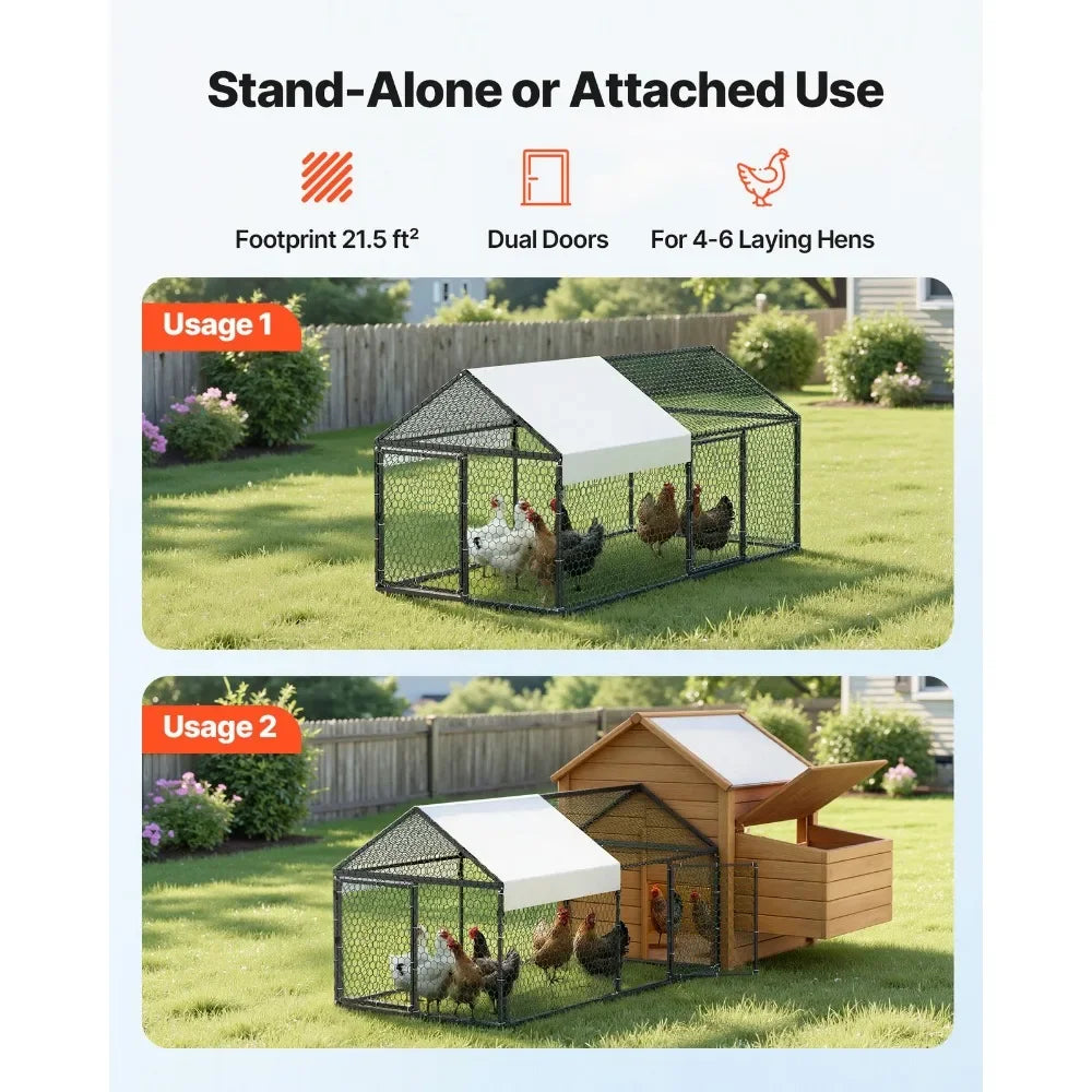 Metal Chicken Coop With Weatherproof Cover For 4-6 Chickens