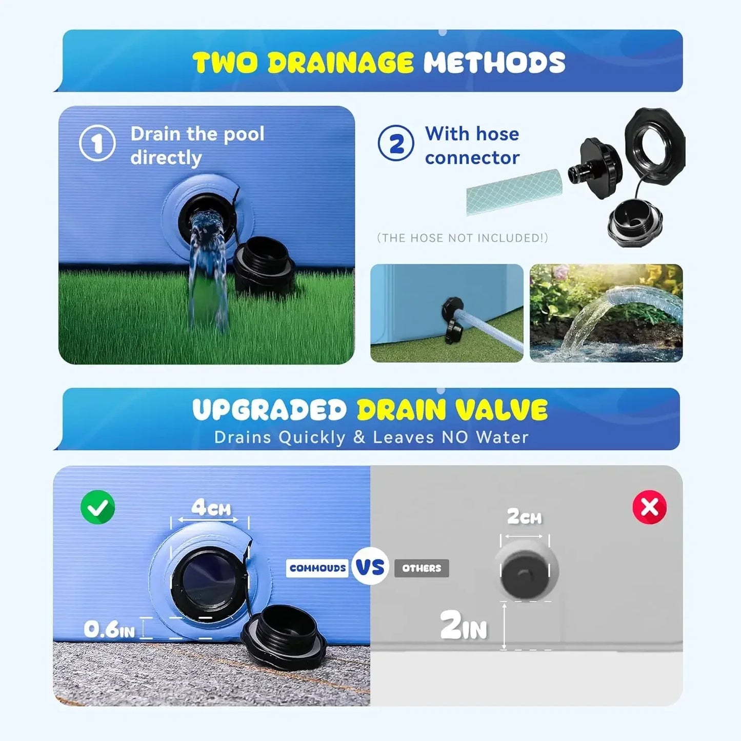 XMSJ Foldable Dog Pool Portable Hard Plastic Kiddie Pool