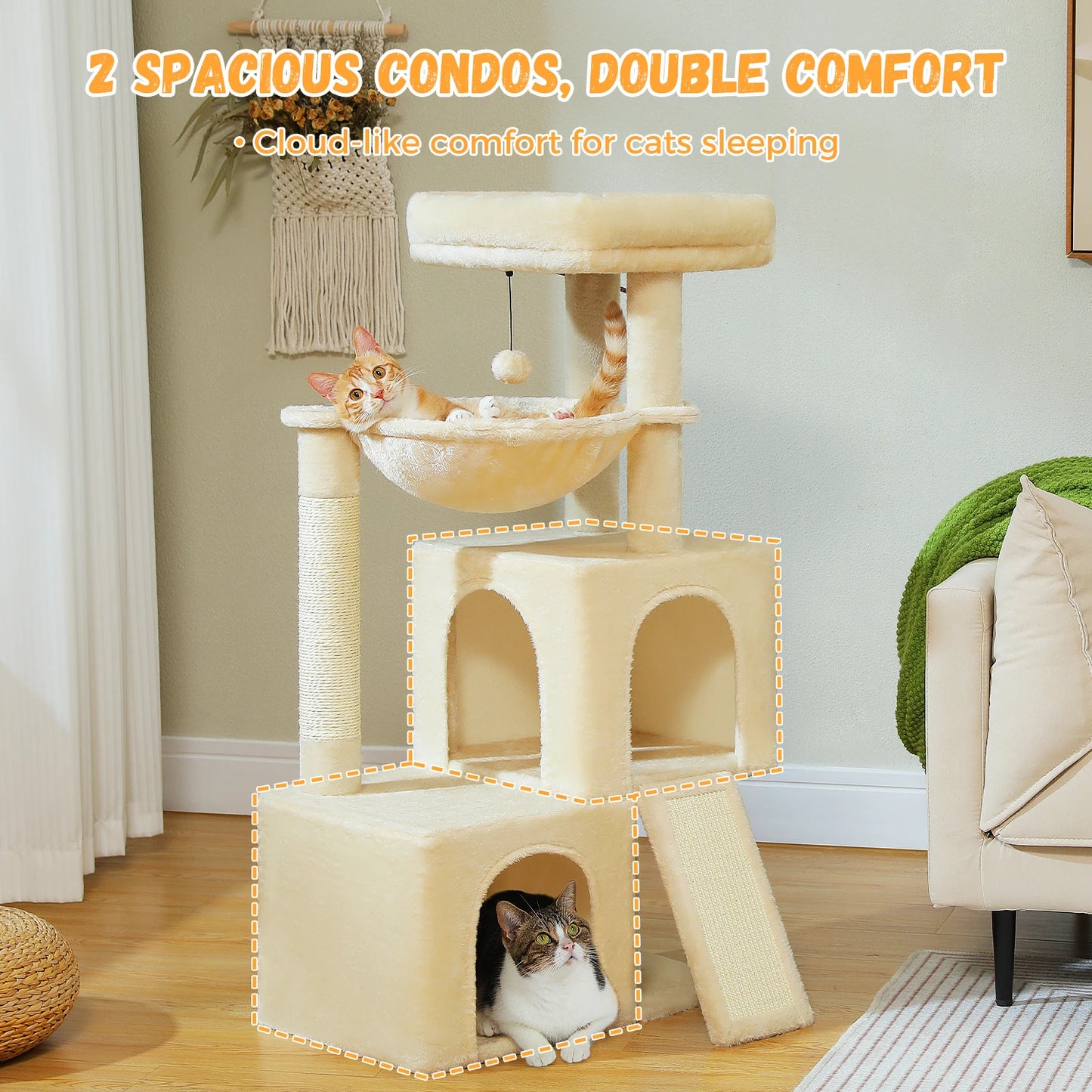 PAWZ Road Cat Tree with Multi-Level Tower and Sisal Condos