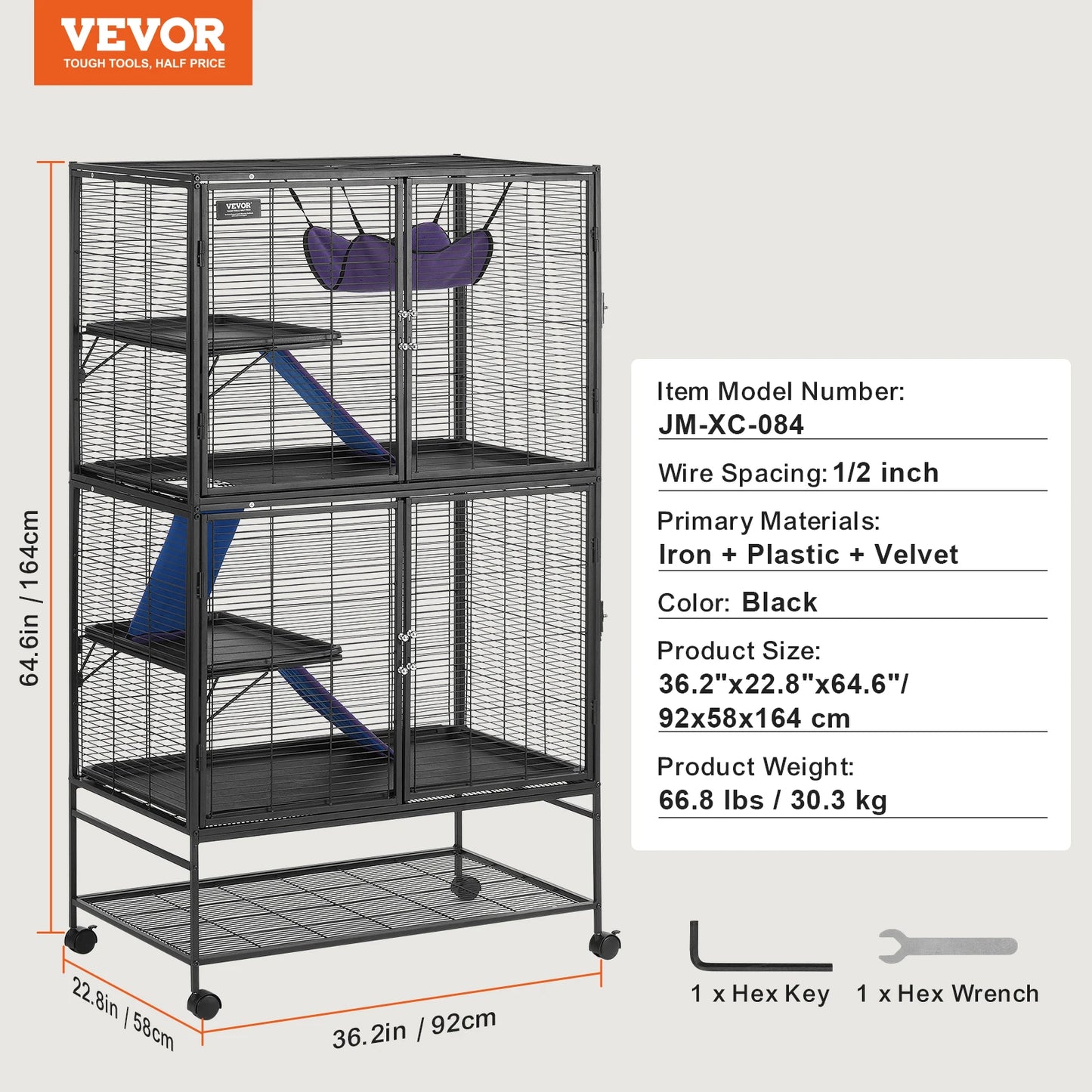 VEVOR Rolling Metal Ferret Cage Four Tier Critter Nation