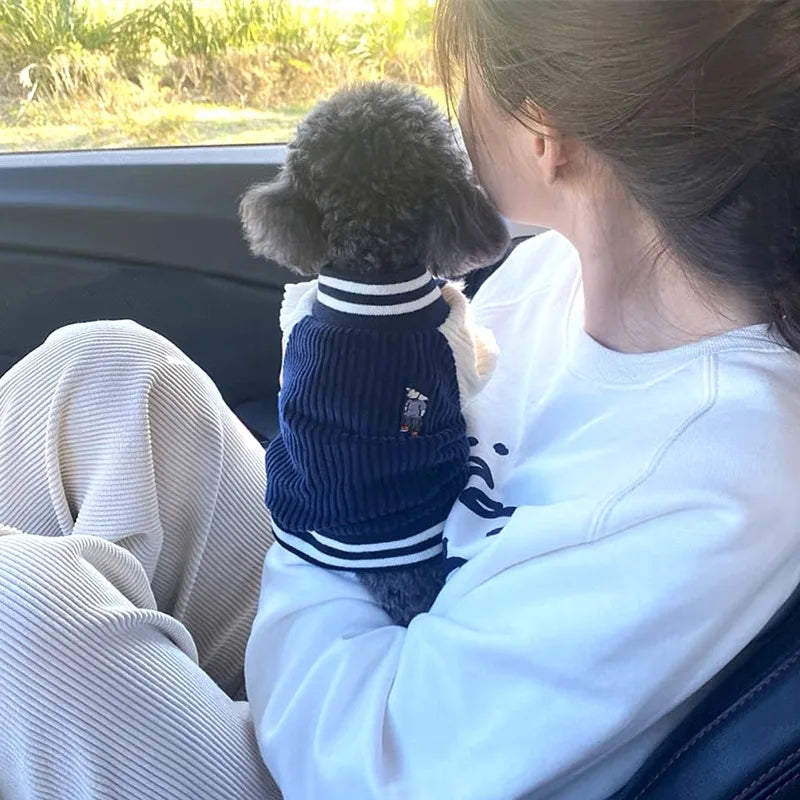 Cute Embroidered Pet Baseball Jackets For Small Medium Dogs Cats