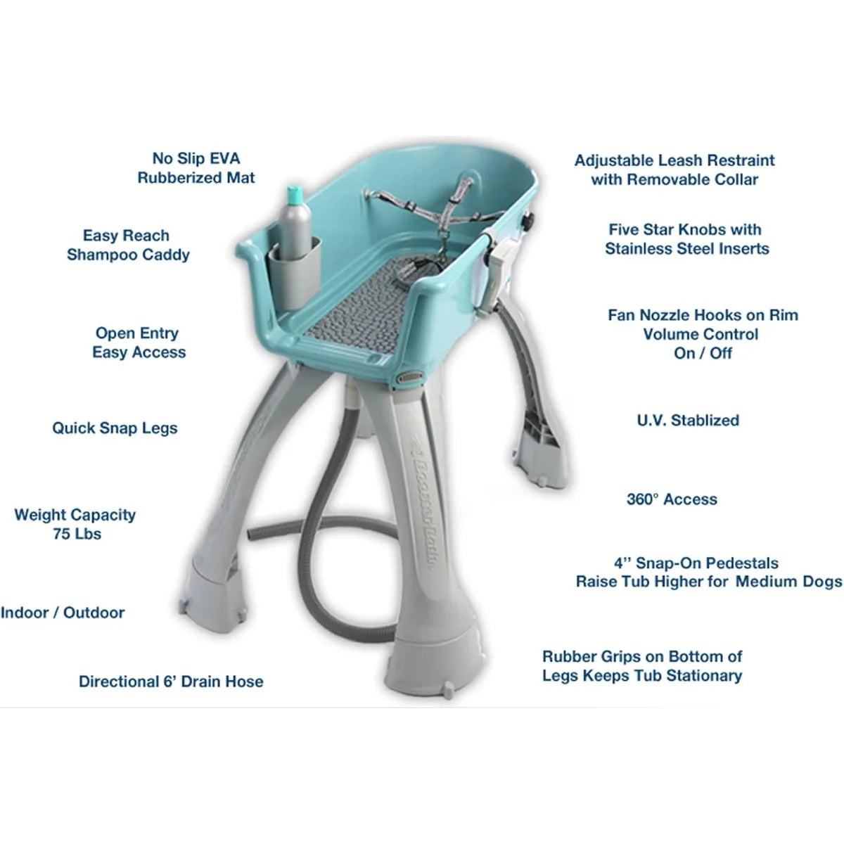 Elevated Dog Bathing Station With Adjustable Height Wash Tub