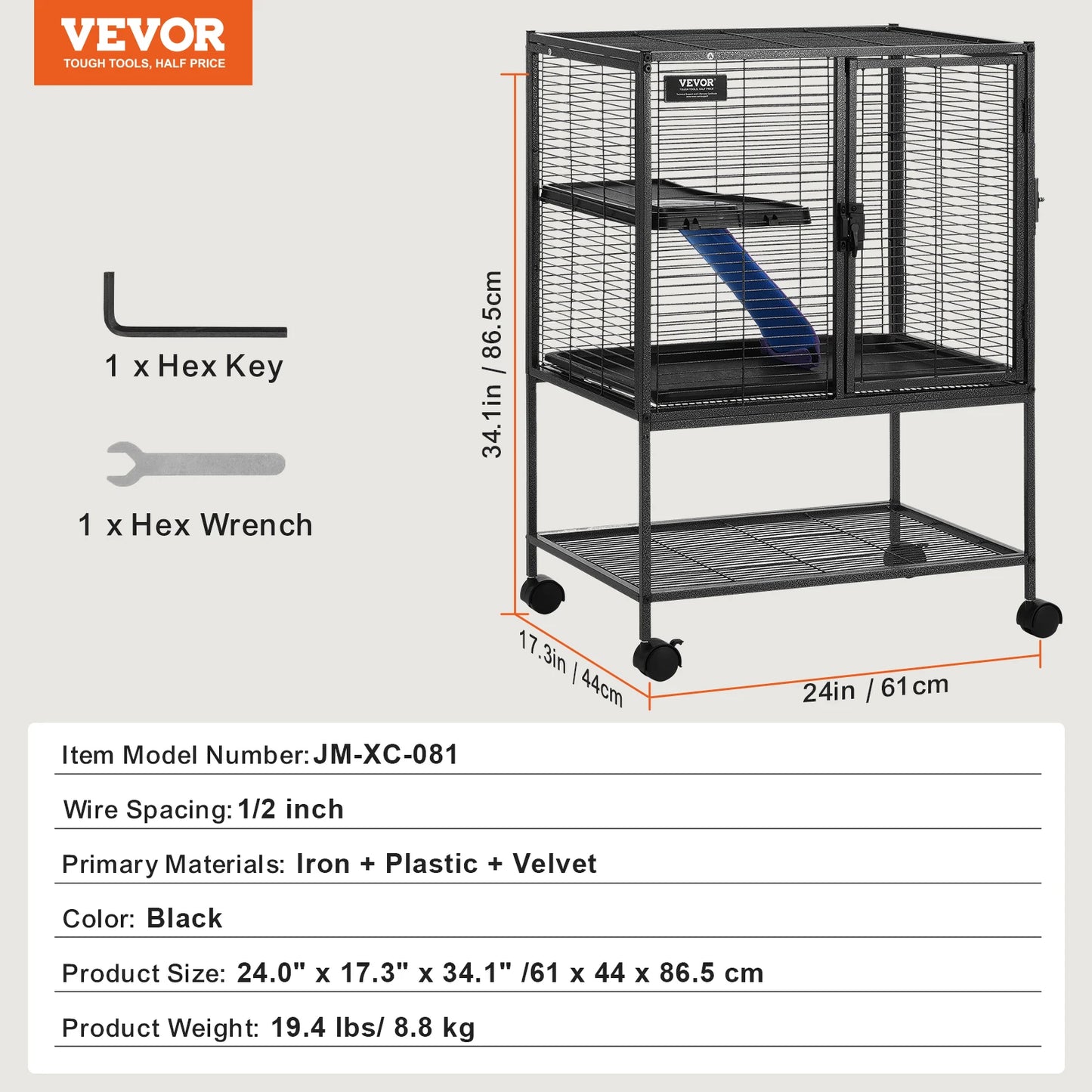 VEVOR Rolling Metal Ferret Cage Four Tier Critter Nation