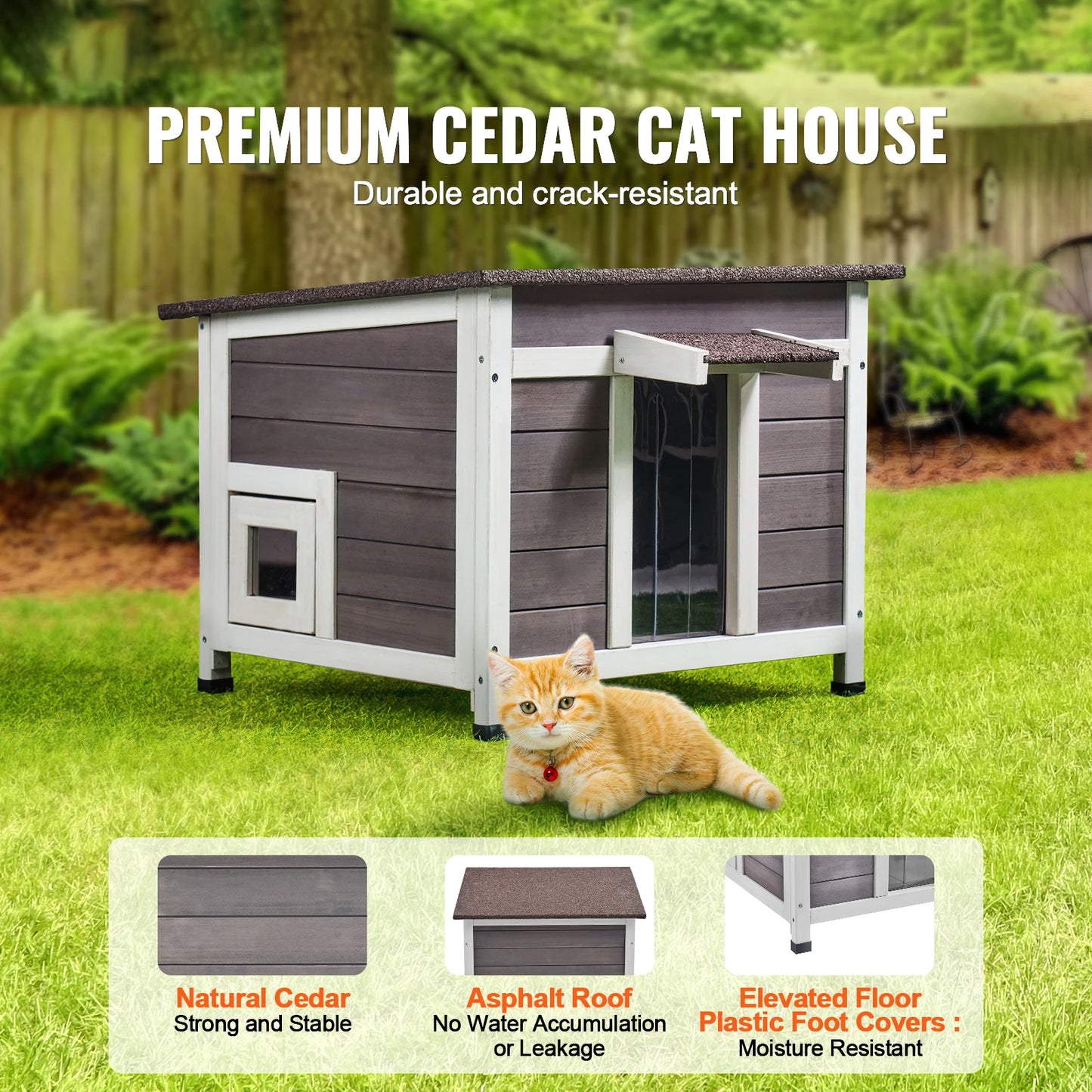 SucceBuy Outdoor Cat House Weatherproof Shelter For Outdoors
