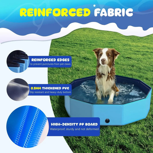 XMSJ Foldable Dog Pool Portable Hard Plastic Kiddie Pool