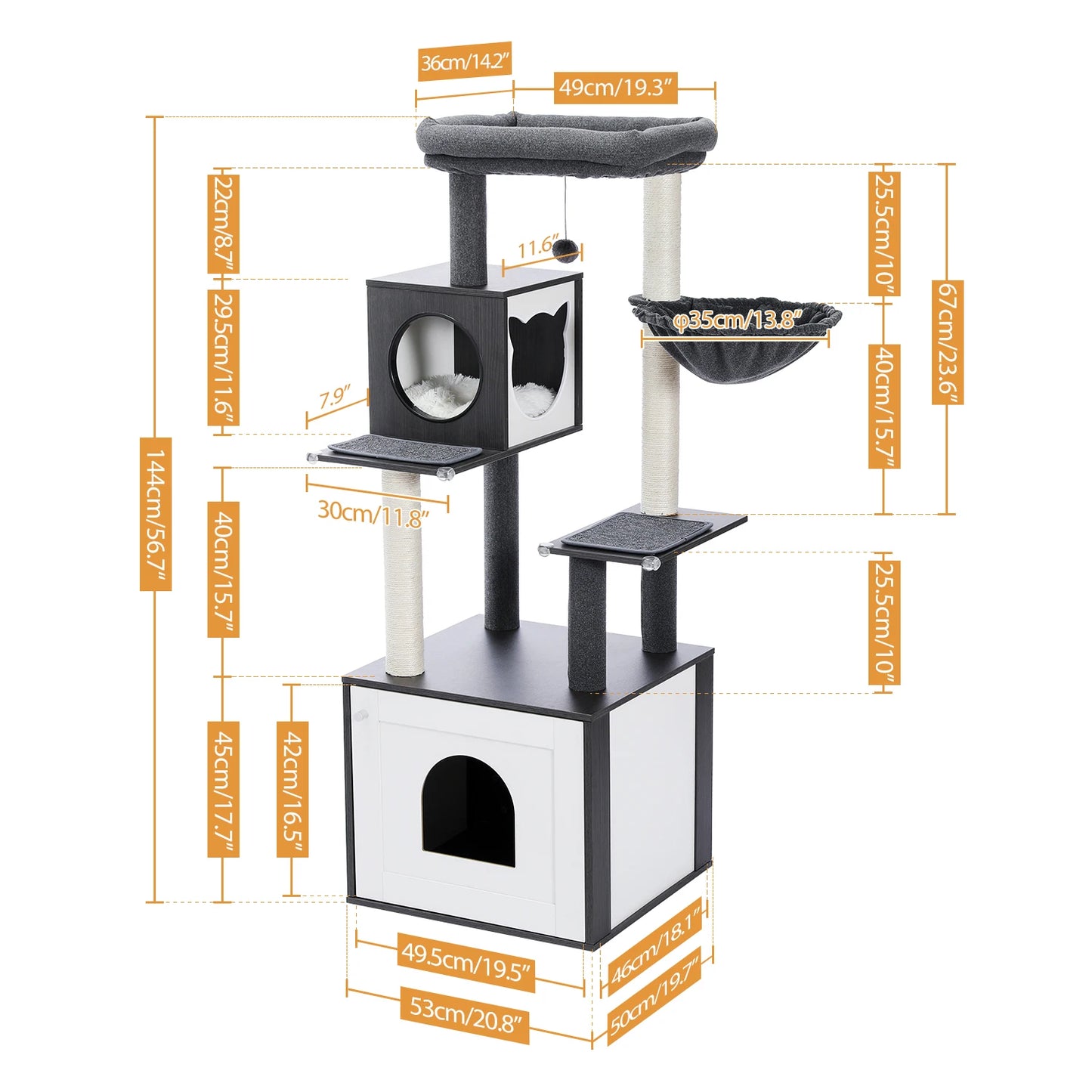 PAWZ Road Multi-Level Cat Tree Indoor Wood Tower Scratching Posts