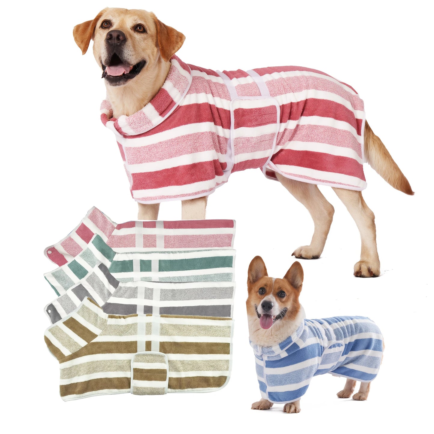Absorbent Quick Dry Dog Bathrobe With Adjustable Belly Strap