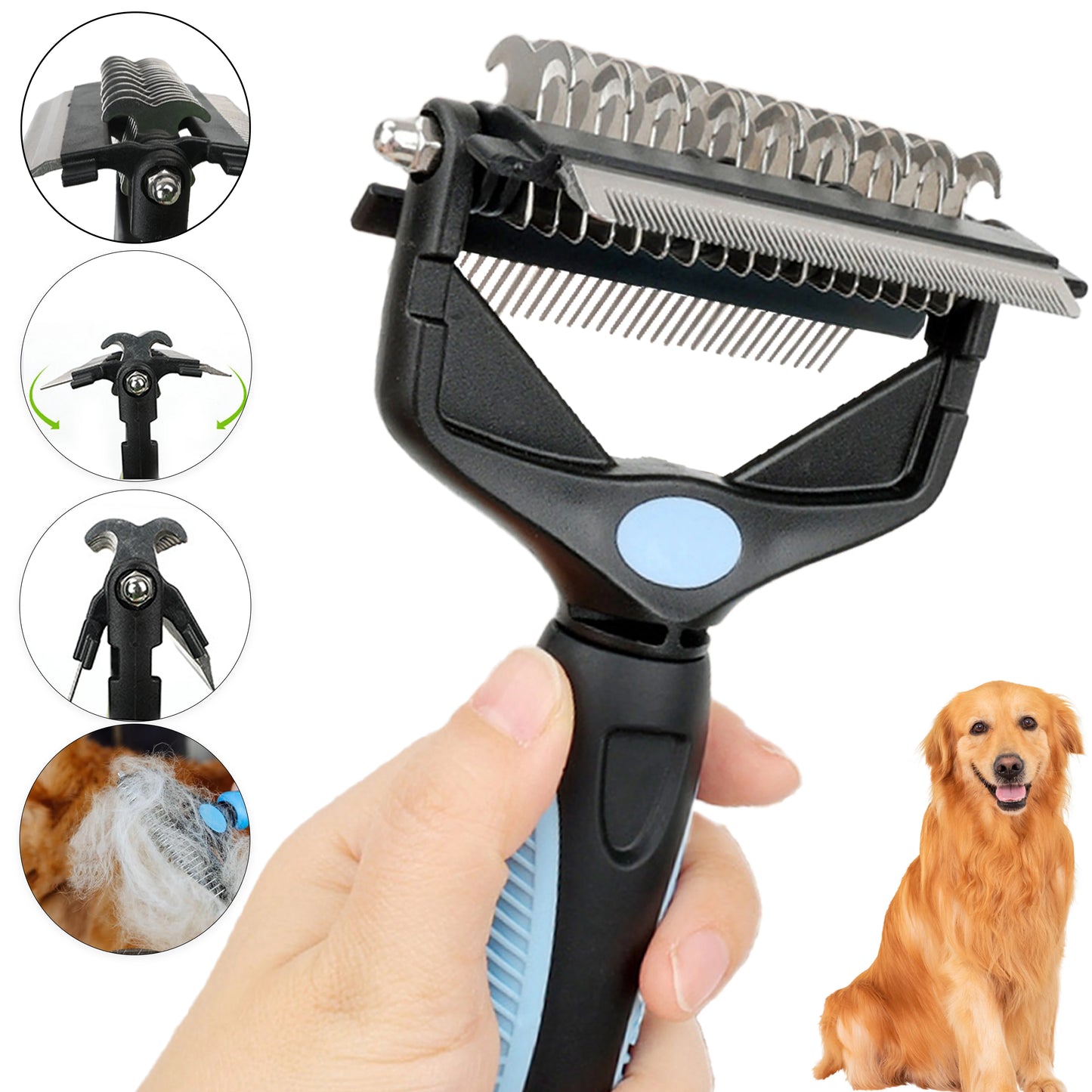 3 In 1 Pet Deshedding Brush For Dogs And Cats Grooming Tool