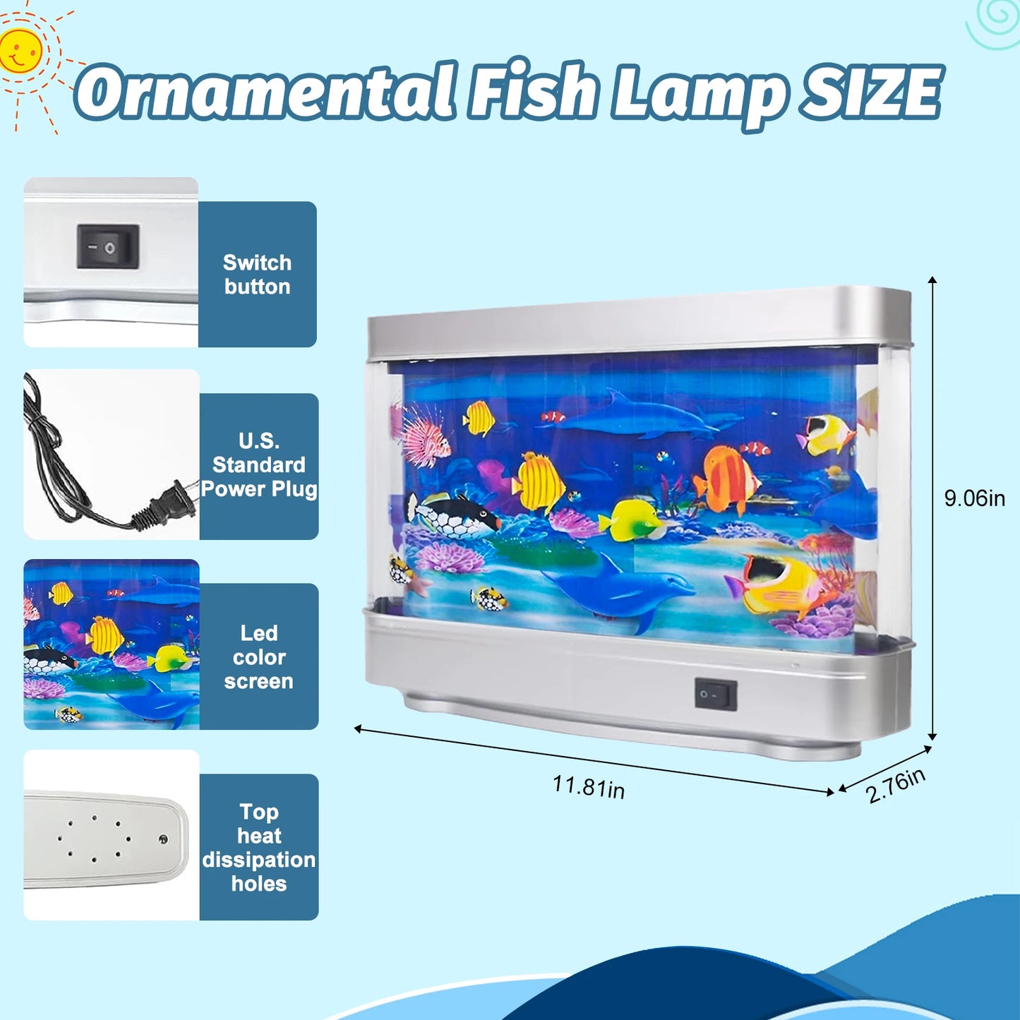Hign-concerned Artificial Aquarium Lamp With Moving Fish Display