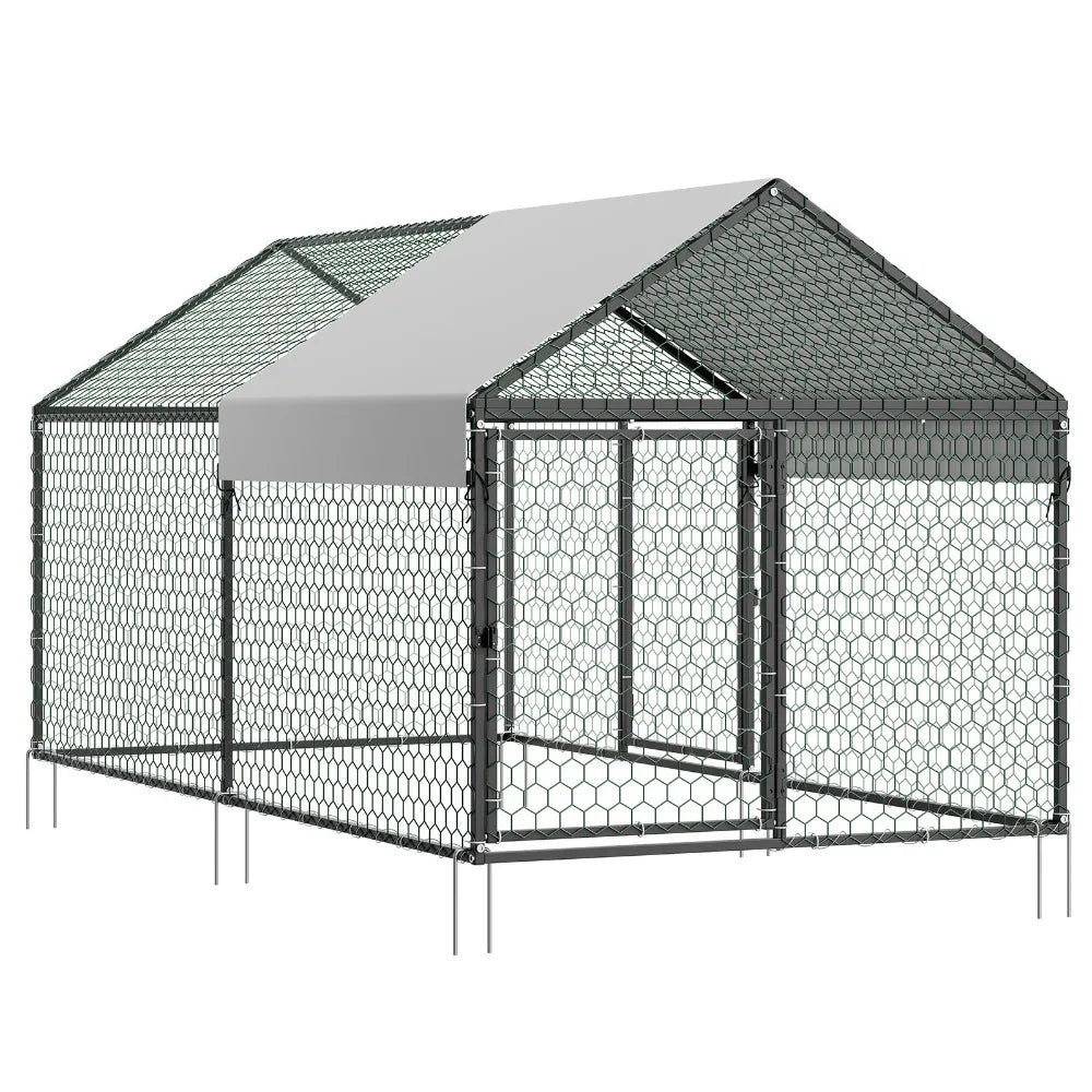 Metal Chicken Coop With Weatherproof Cover For 4-6 Chickens