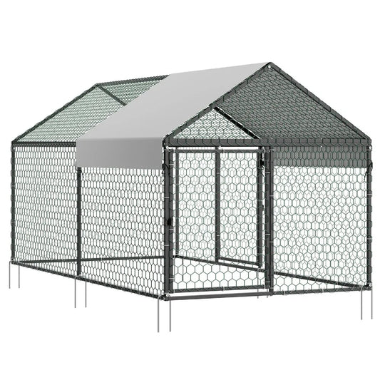 Metal Chicken Coop With Weatherproof Cover For 4-6 Chickens