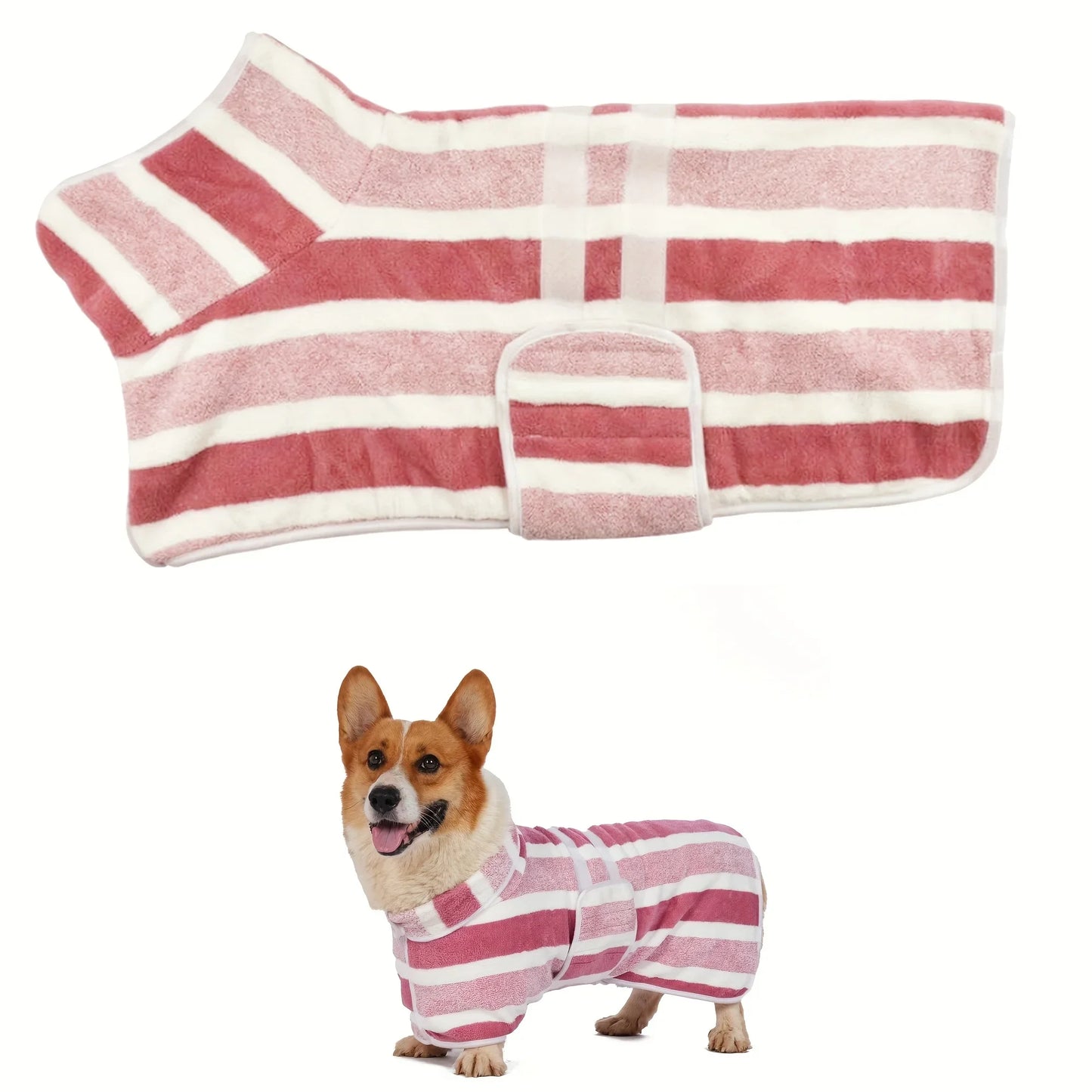 Absorbent Quick Dry Dog Bathrobe With Adjustable Belly Strap