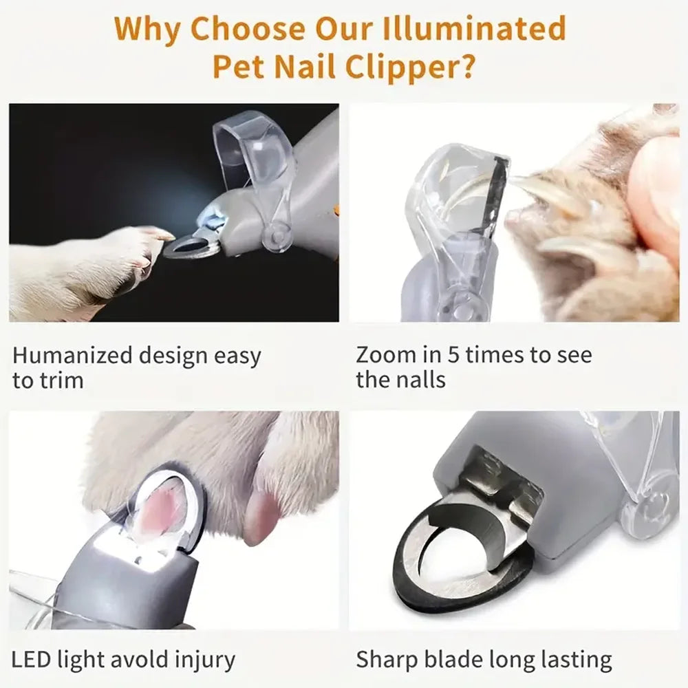 Led Light Magnified Pet Nail Clippers For Cats And Dogs