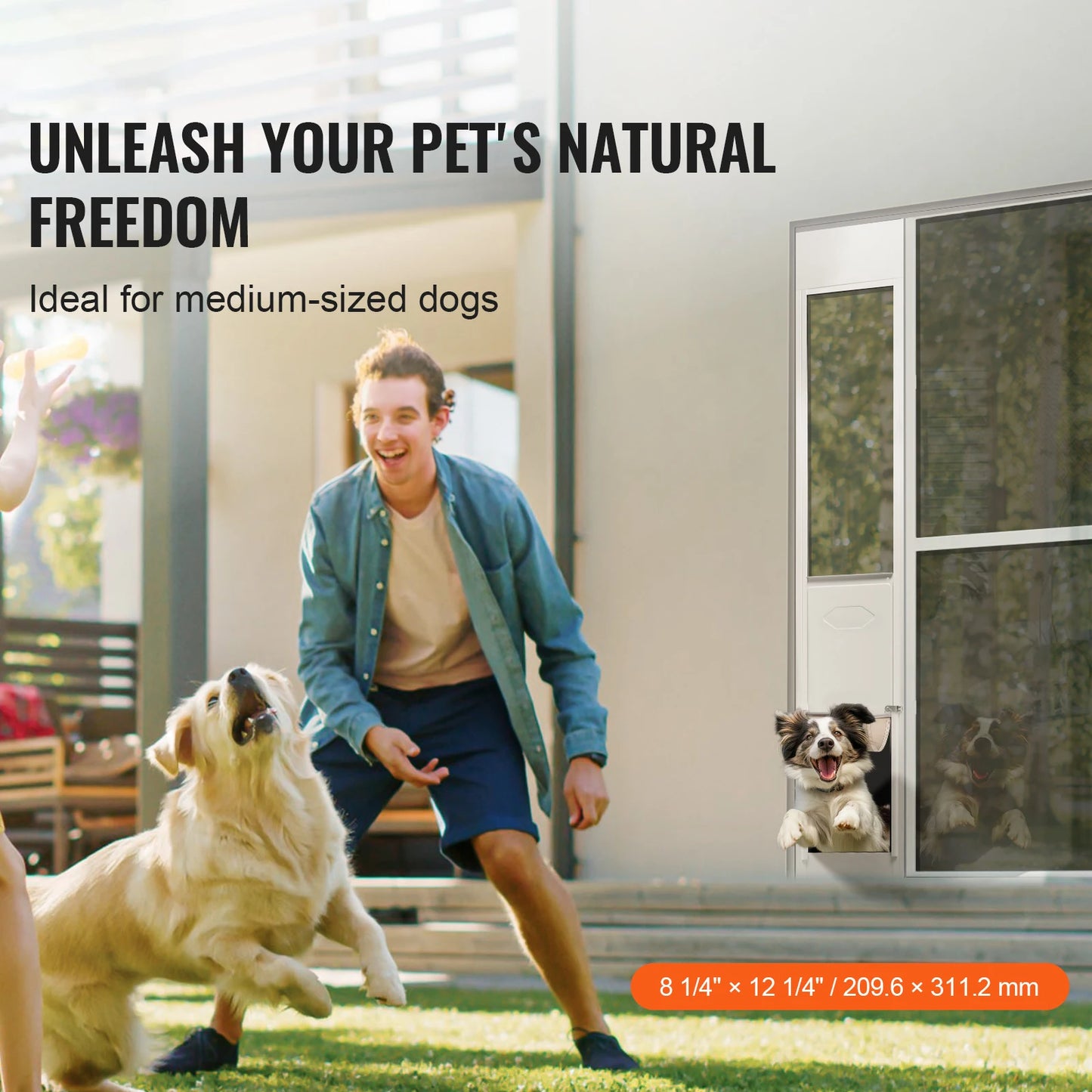 SucceBuy Dog Door For Sliding Glass Door Tempered Aluminum Frame