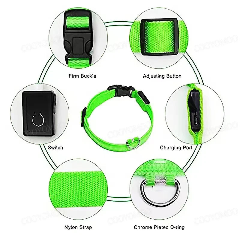 COOYOMOOCN Luminous USB Charge Collar For Dogs With Night Glow