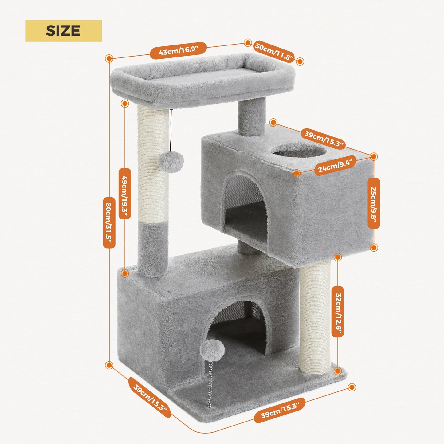 PAWZ Road Cat Tree with Multi-Level Tower and Sisal Condos