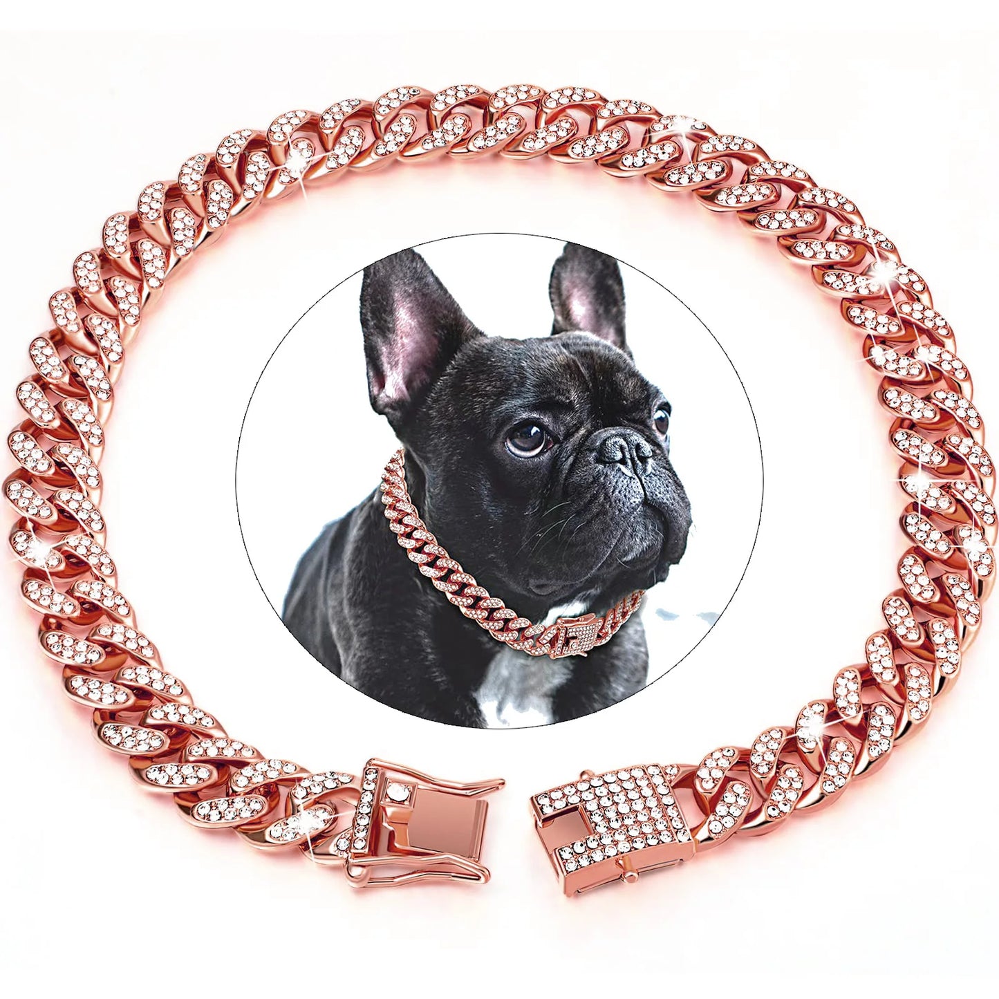 Pet Diamond Cuban Link Necklace Collar For Dogs And Cats