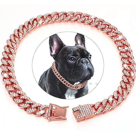 Pet Diamond Cuban Link Necklace Collar For Dogs And Cats