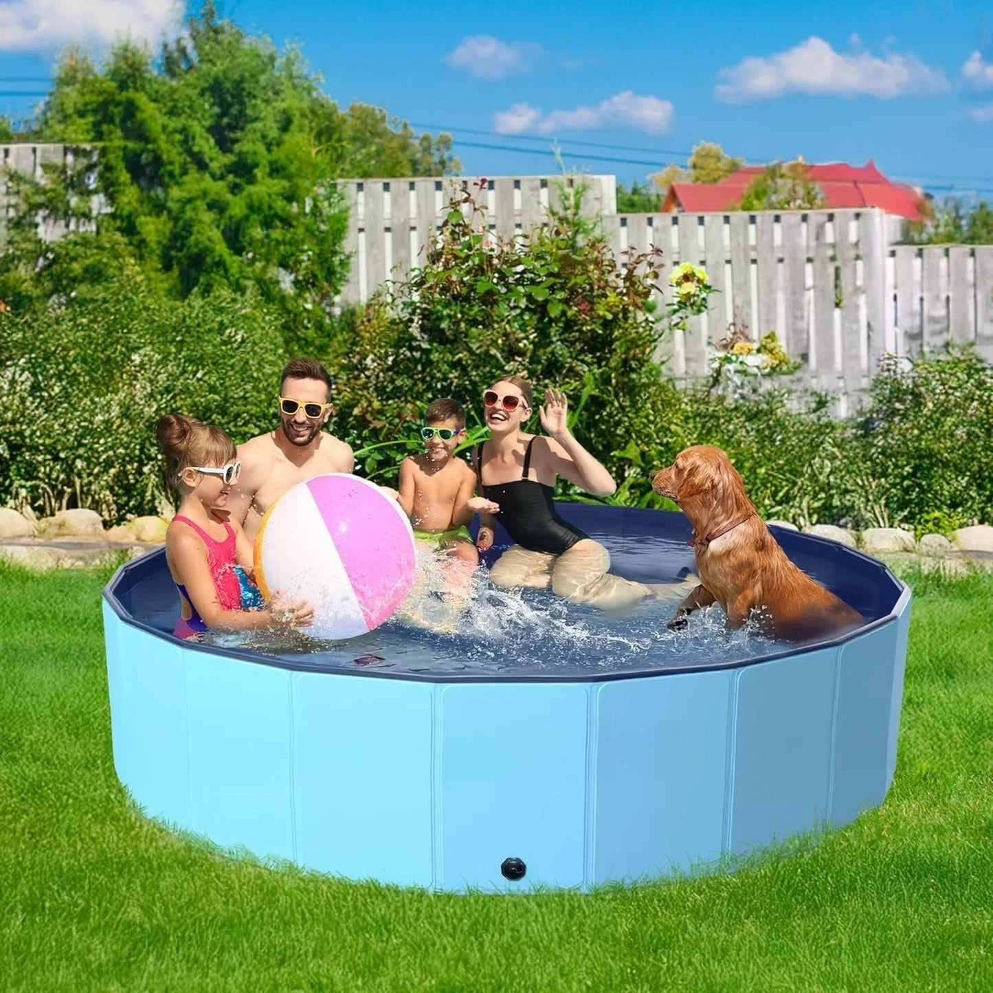 XMSJ Foldable Dog Pool Portable Hard Plastic Kiddie Pool