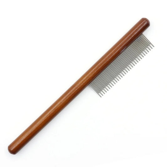 Stainless Steel Cat Comb Wooden Handle Pet Hair Remover