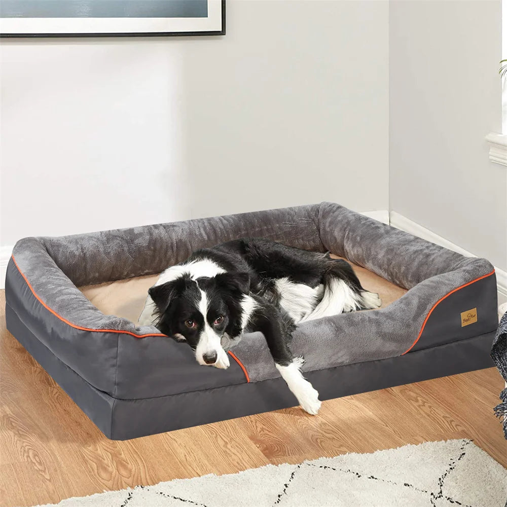 Borwartcn Orthopedic Memory Foam Elevated Waterproof Dog Bed Removable Cover