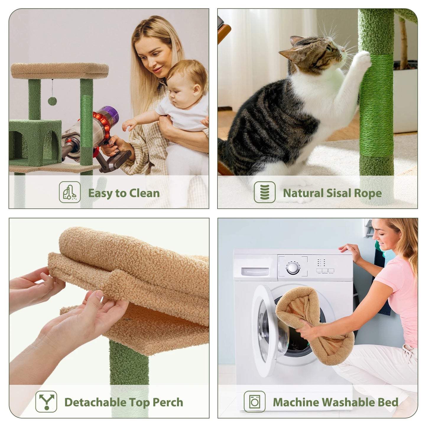 PAWZ Road Cactus Cat Tree Tower With Metal Plush Hammock