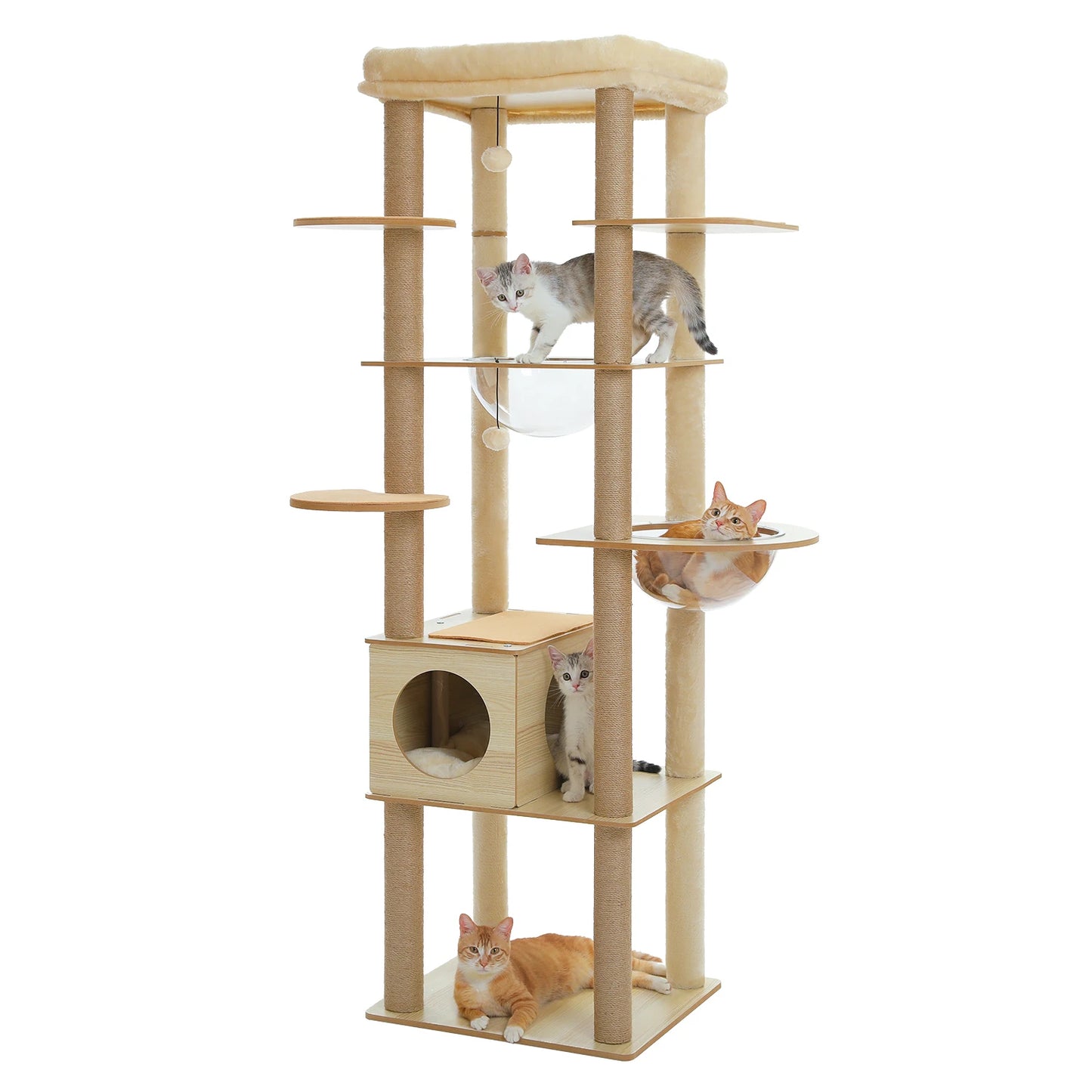 PAWZ Road Multi-Level Cat Tree Indoor Wood Tower Scratching Posts