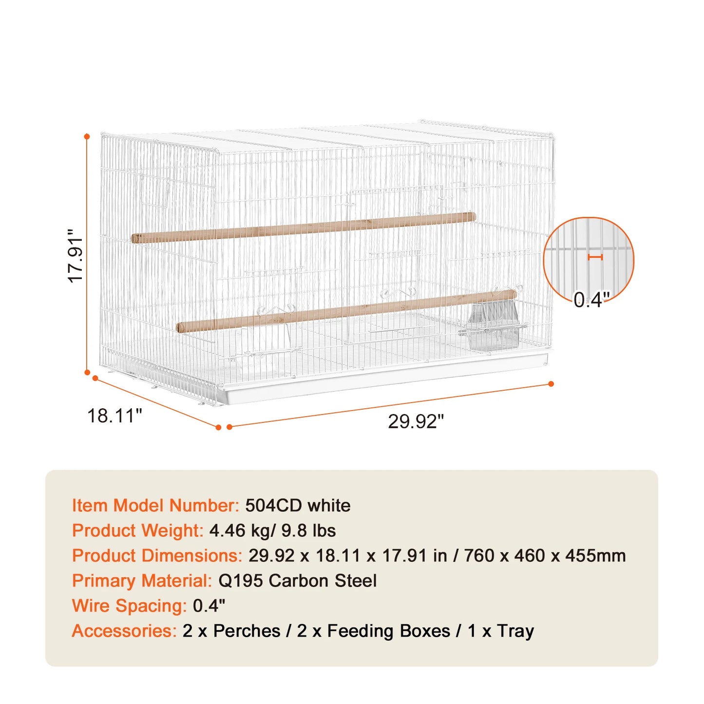 SucceBuy Stackable Divided Bird Cage with Handle Perch