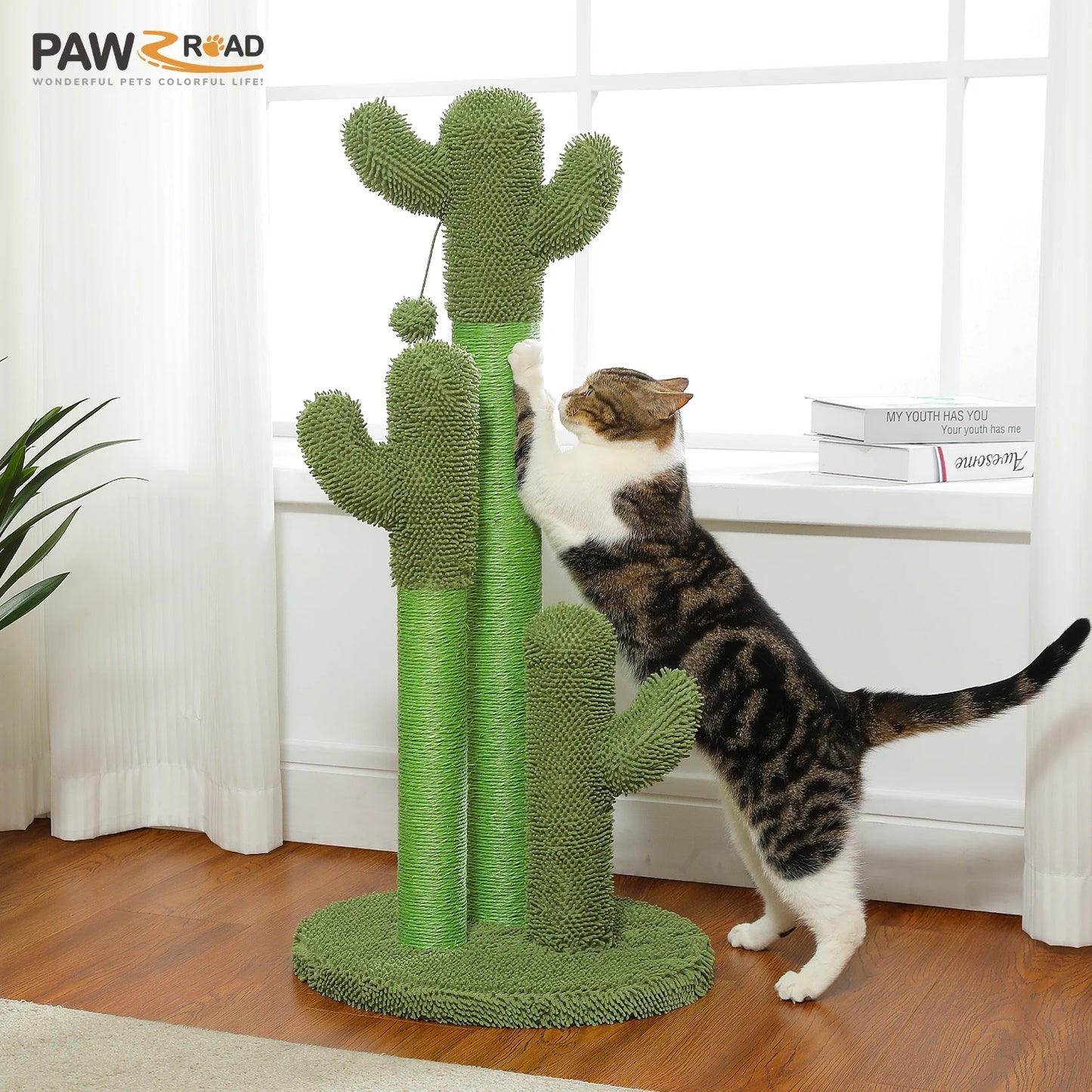 PEQULTICN Cactus Cat Tree With Condo Hammock And Toys