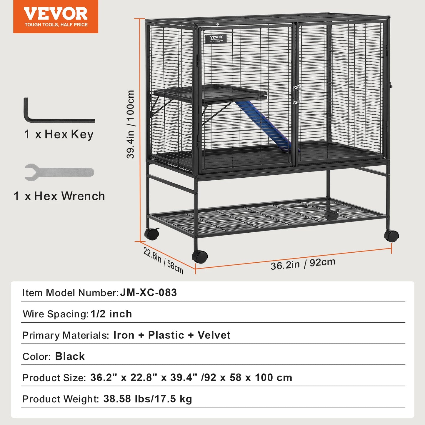 VEVOR Rolling Metal Ferret Cage Four Tier Critter Nation
