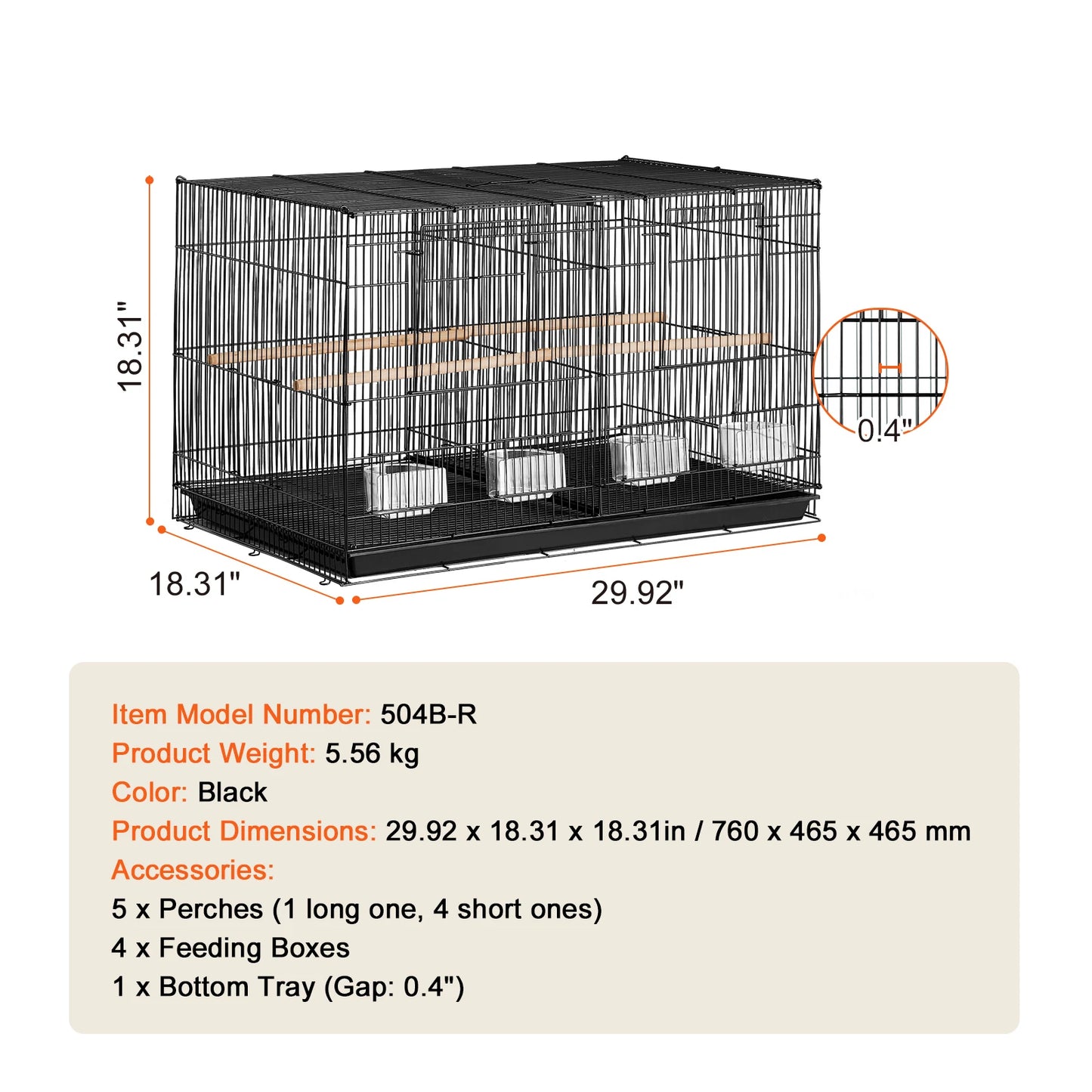 SucceBuy Stackable Divided Bird Cage with Handle Perch
