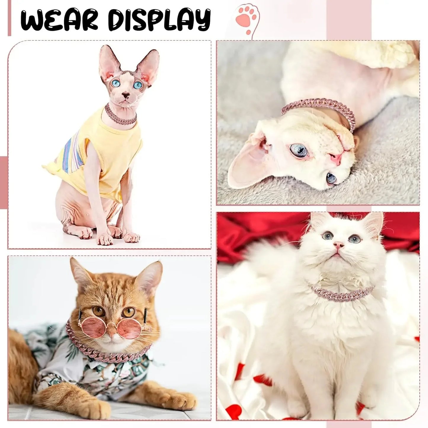 Pet Diamond Cuban Link Necklace Collar For Dogs And Cats